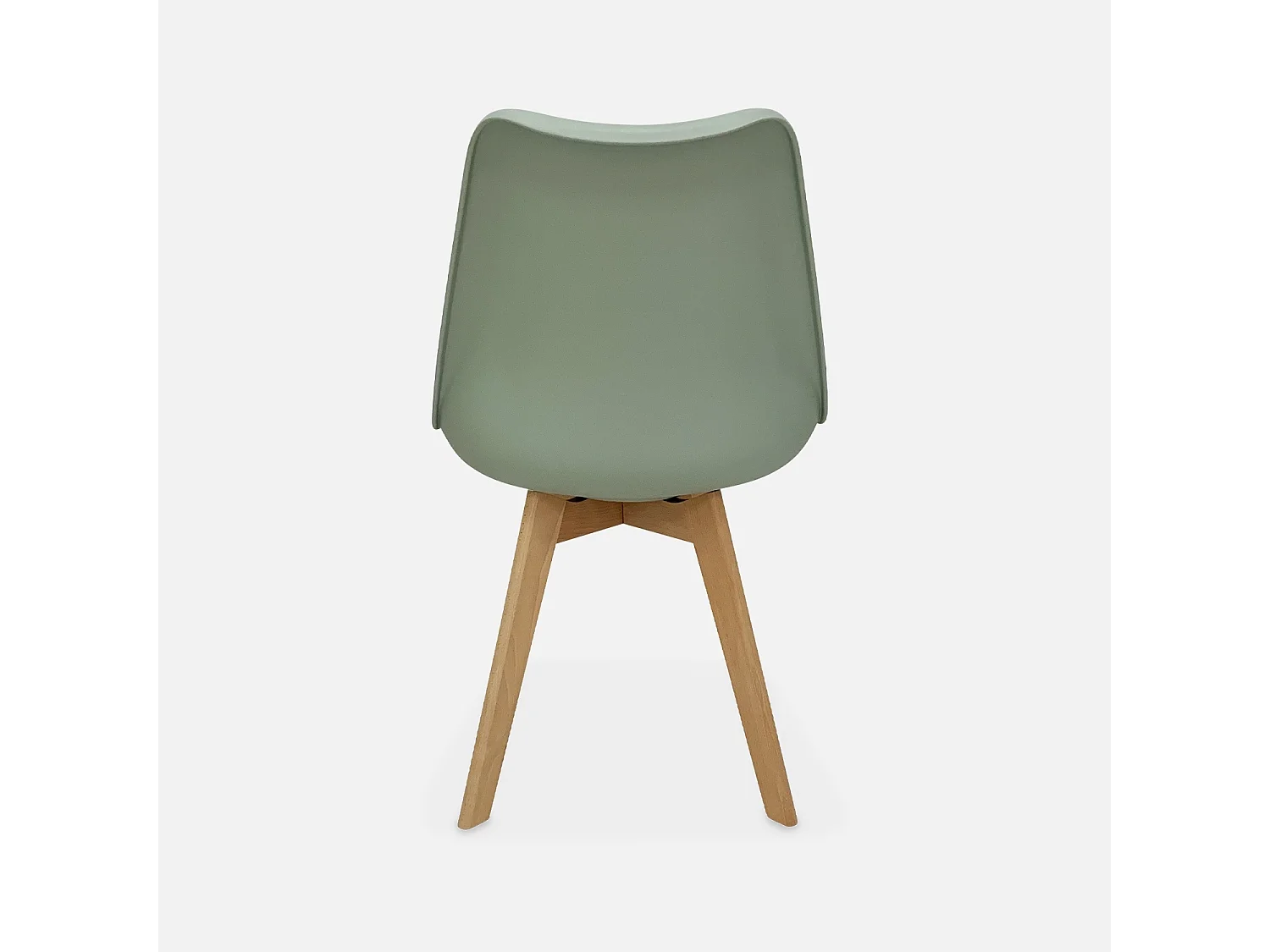Set 4 sedie scandinave imbottite, gambe in legno , verde celadon