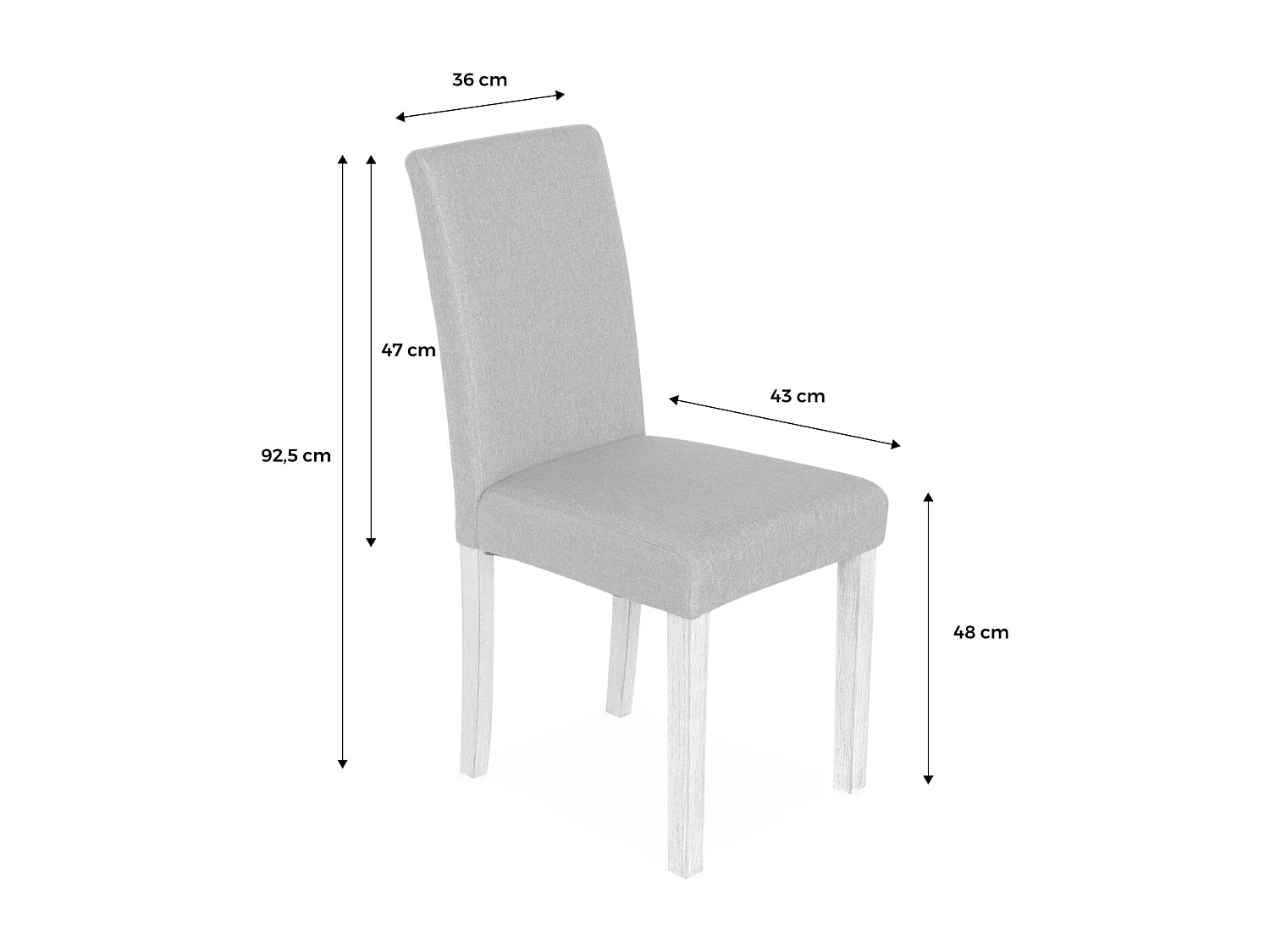 Set di 4 sedie in tessuto con gambe in legno, grigio chiaro