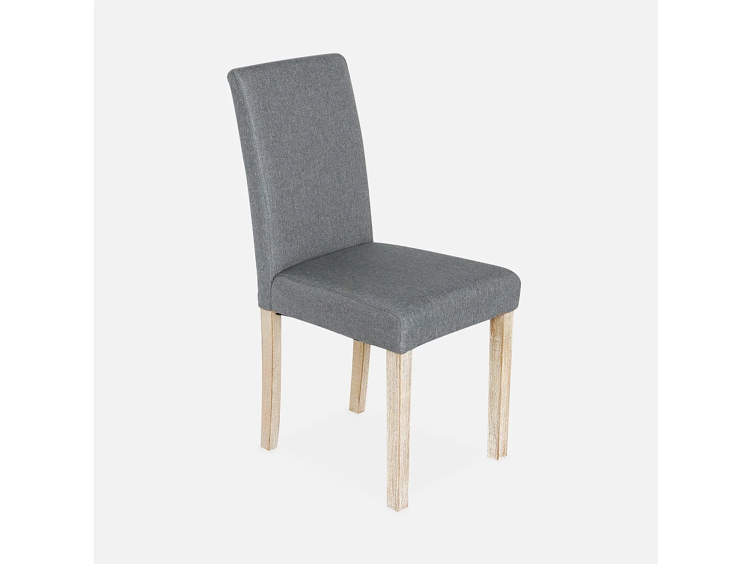 Silla de tela con patas de madera, set de 4 gris claro
