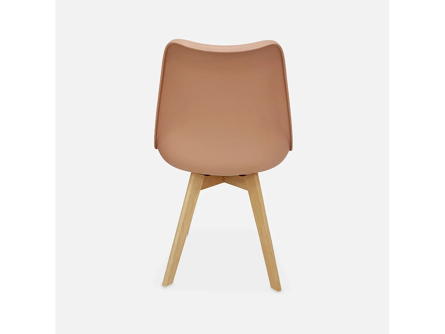 Lot de 4 chaises scandinaves. pieds bois de hêtre. chaises 1 place. vieux rose