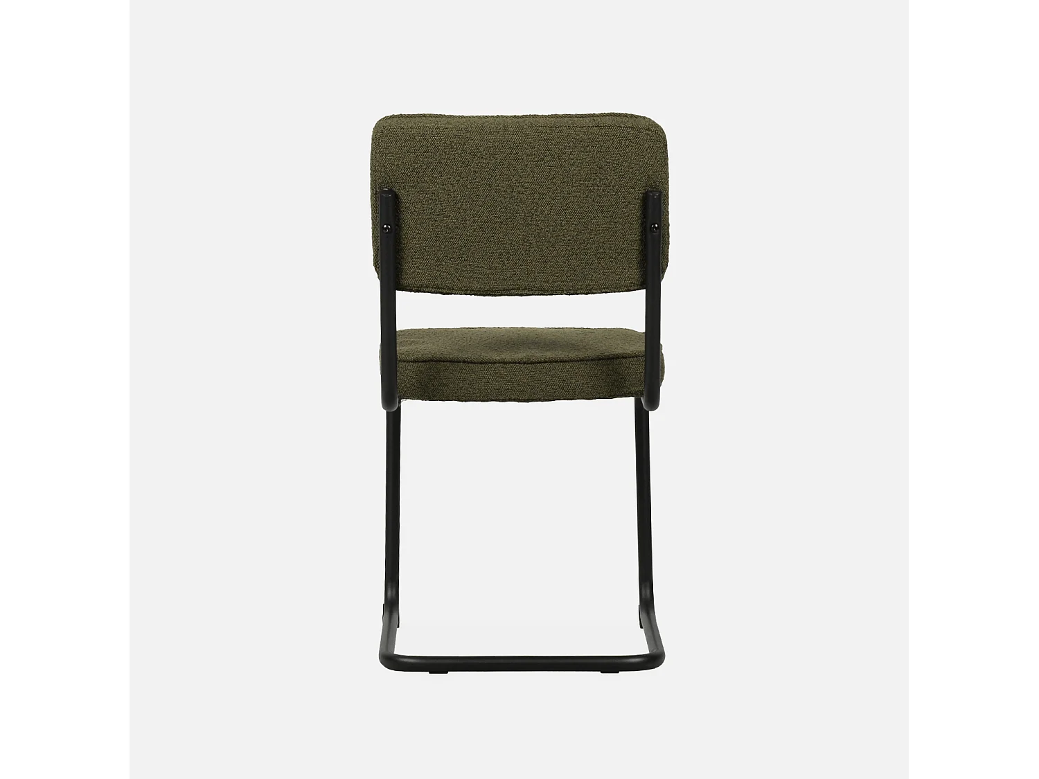 Lot de 2 chaises cantilever bouclette texturée verte. Maja. L46 x P54.5x H84.5cm