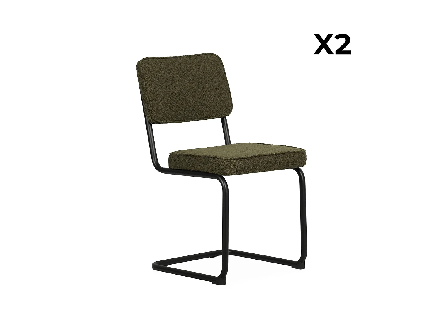 Silla cantilever de borreguito texturizado, set de 2, Verde