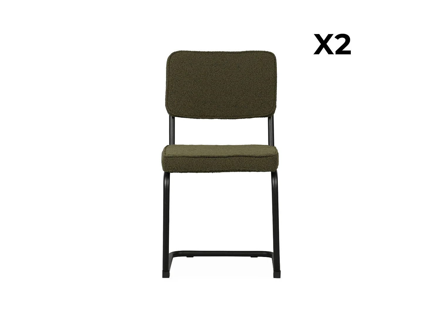 Silla cantilever de borreguito texturizado, set de 2, Verde
