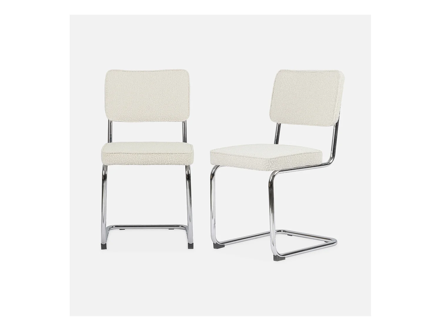 Silla basculante con rizos texturizados, set de 2 blanco roto