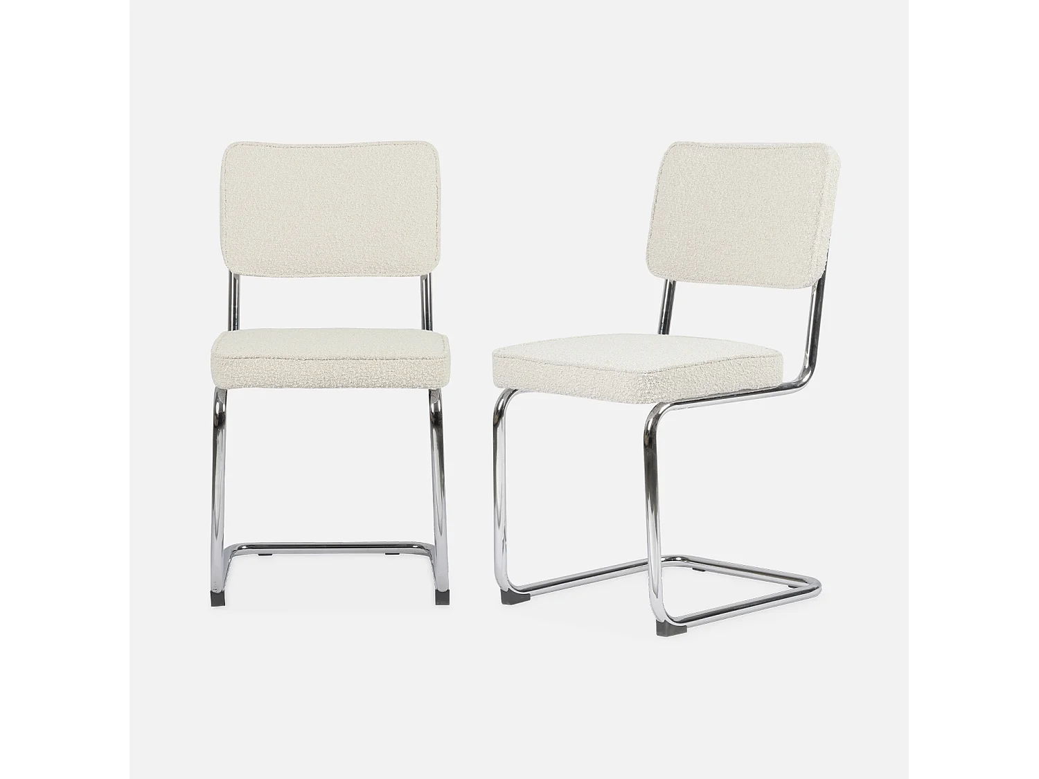 Silla basculante con rizos texturizados, set de 2 blanco roto