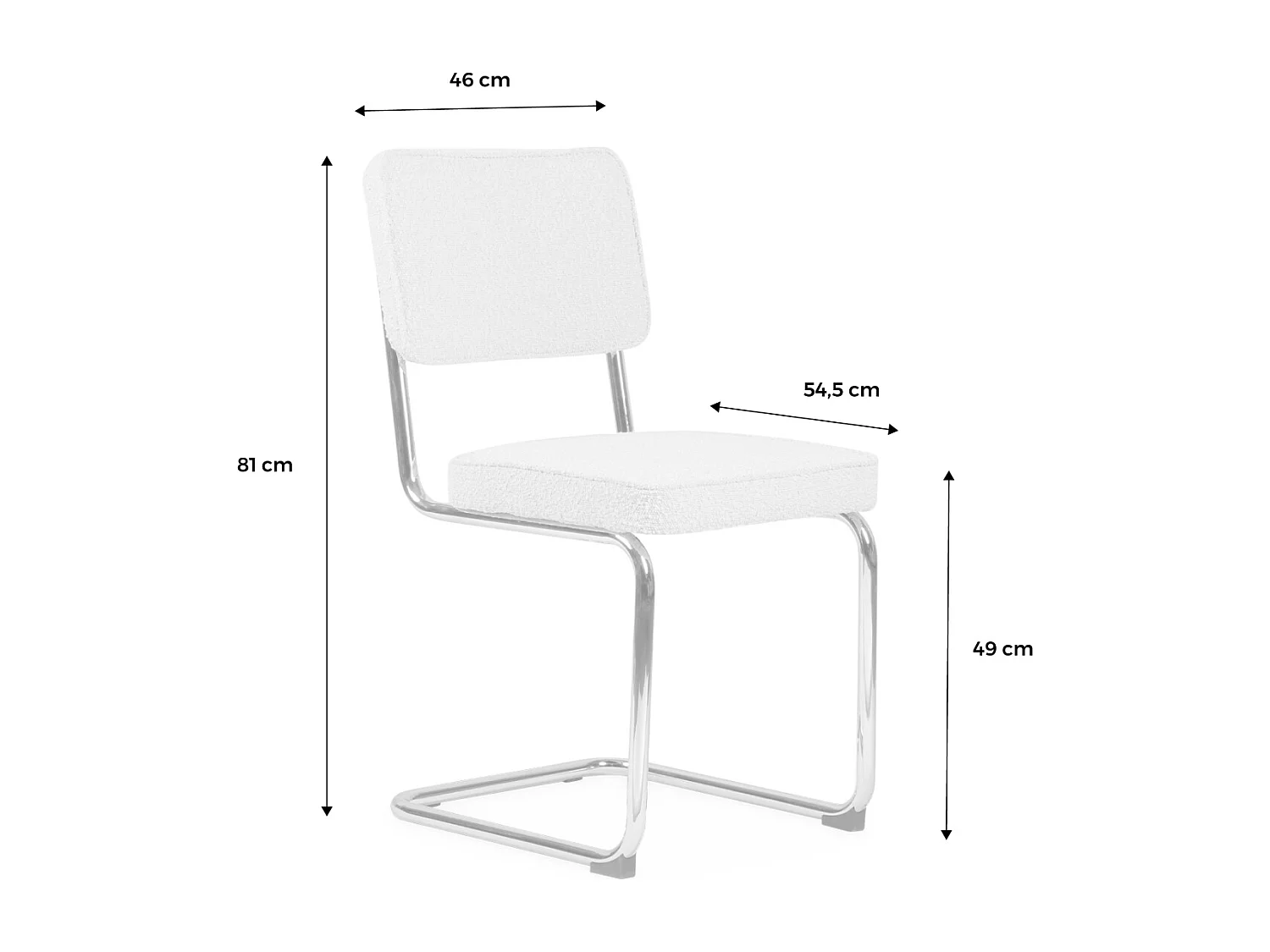 Silla basculante con rizos texturizados, set de 2 blanco roto
