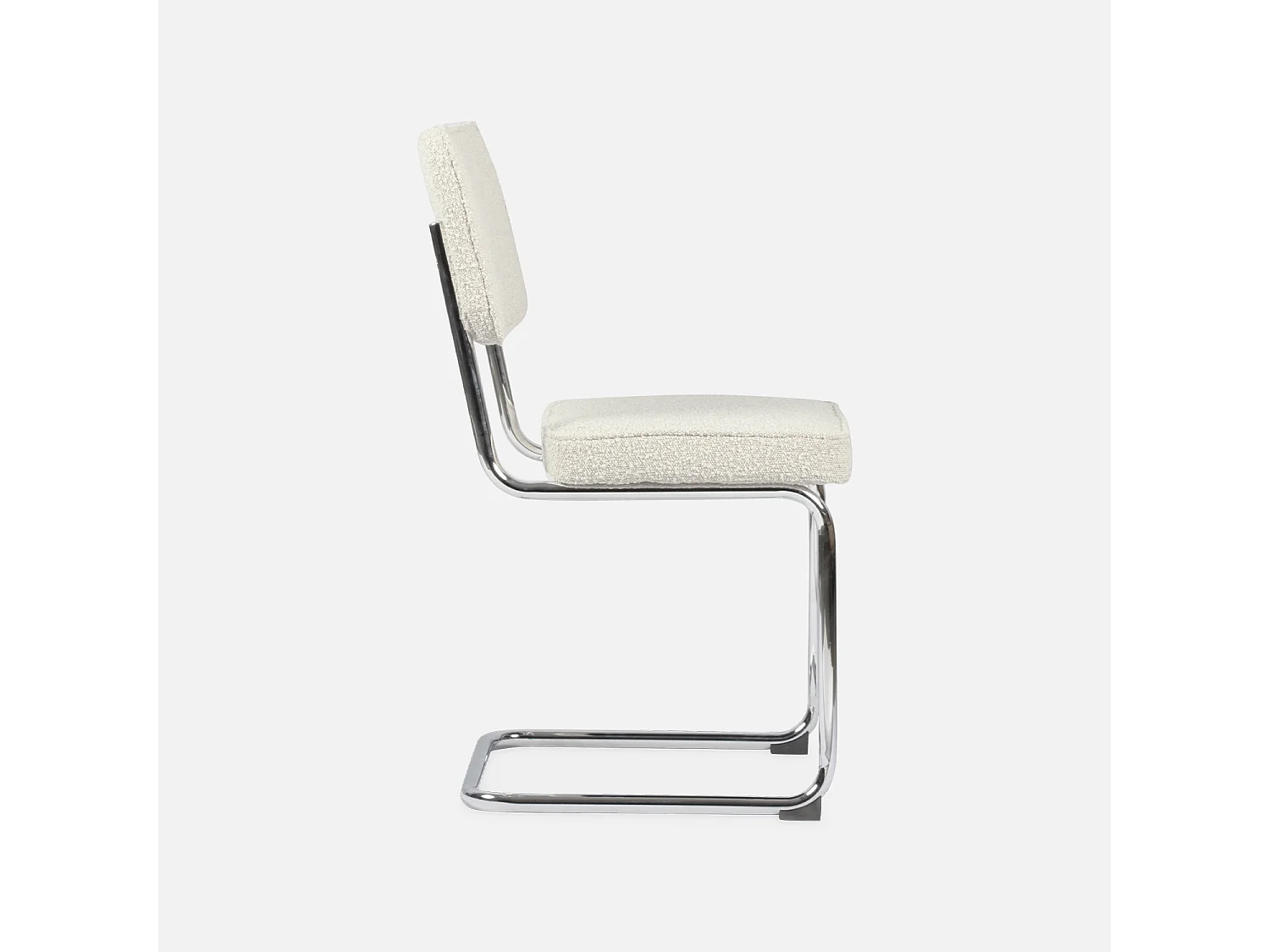 Lot de 2 chaises cantilever tissu bouclette texturée blanc cassé L46 x P54.5x H84.5cm