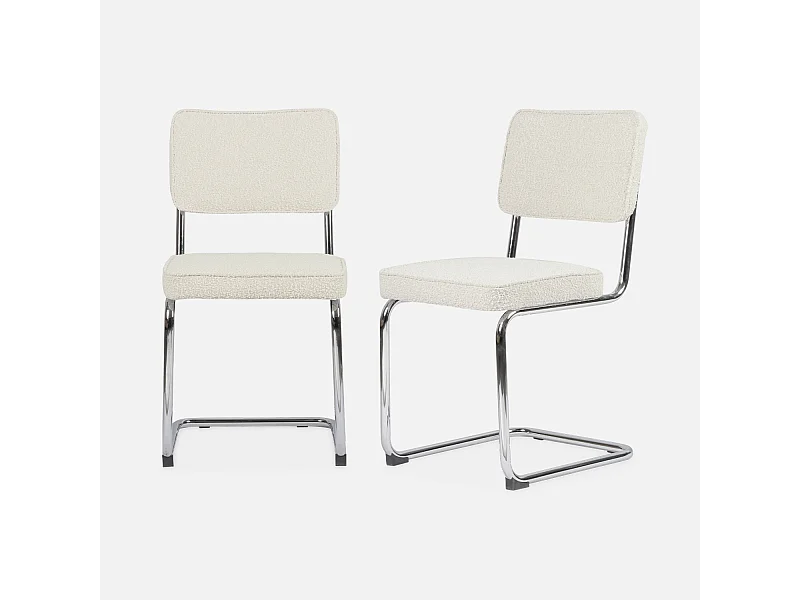 Silla basculante con rizos texturizados, set de 2 blanco roto