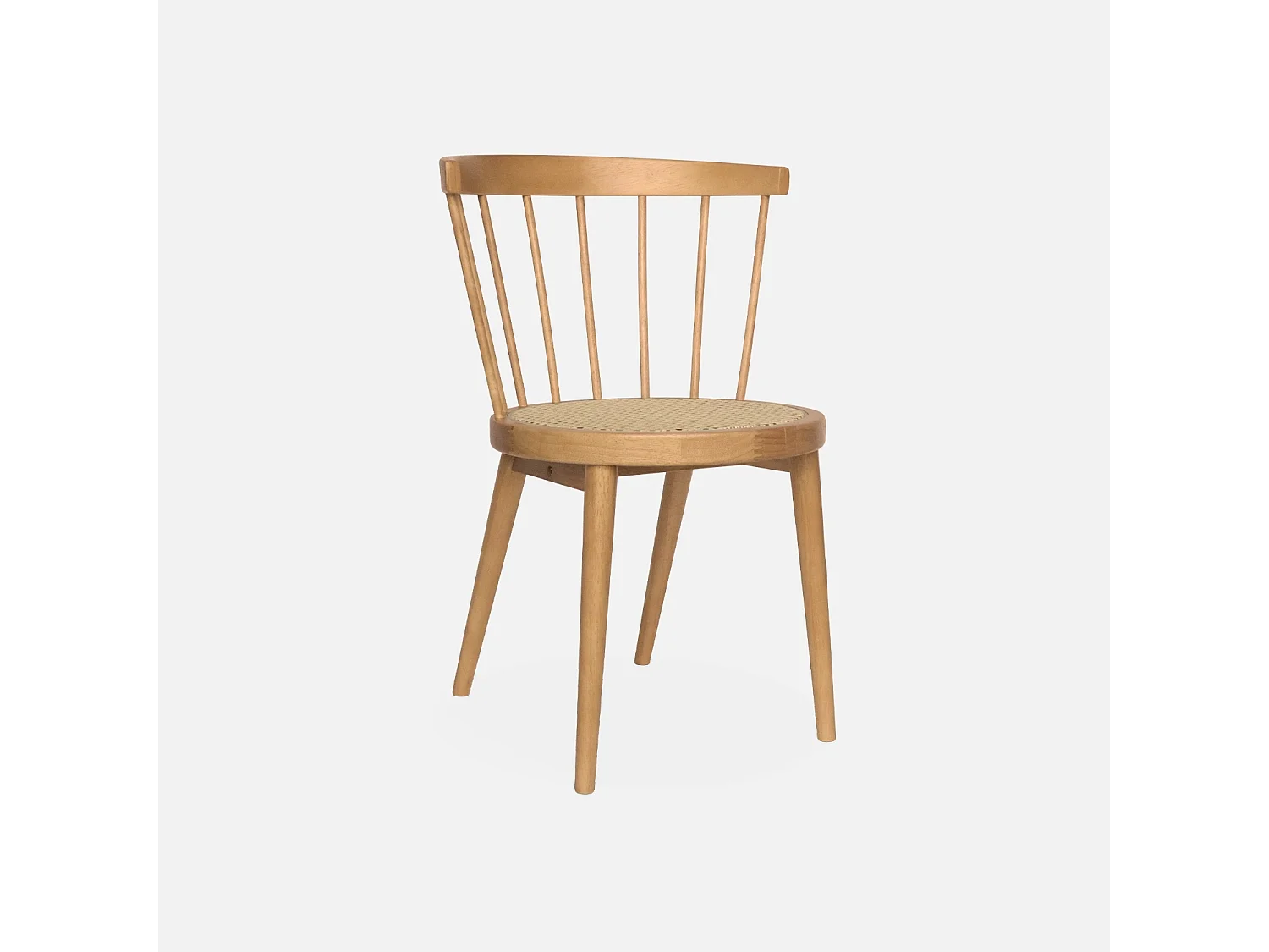 Set di 2 sedie in legno e rattan intrecciato, stile vimini, marrone