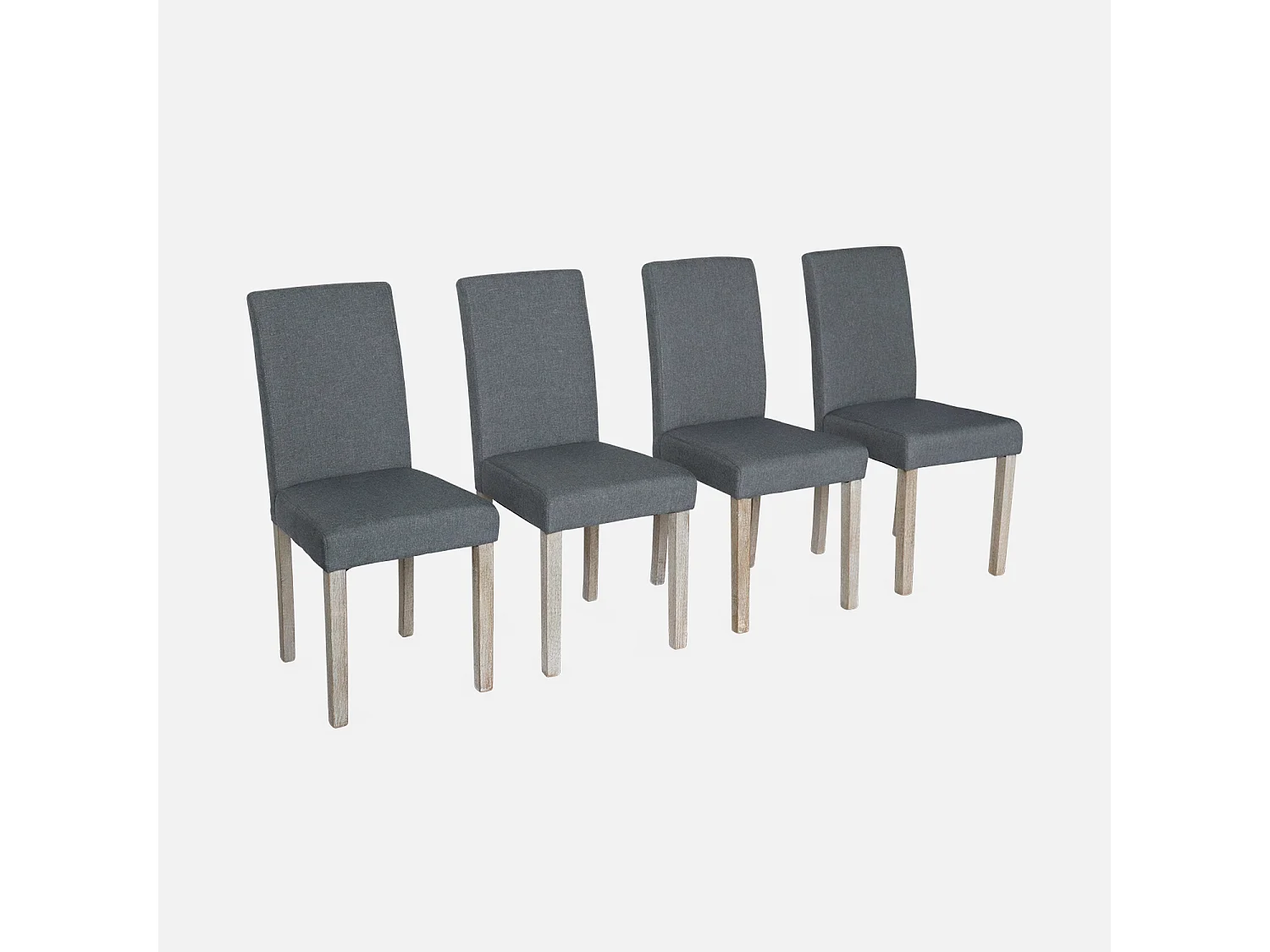 Silla de tela con patas de madera, set de 4 gris oscuro