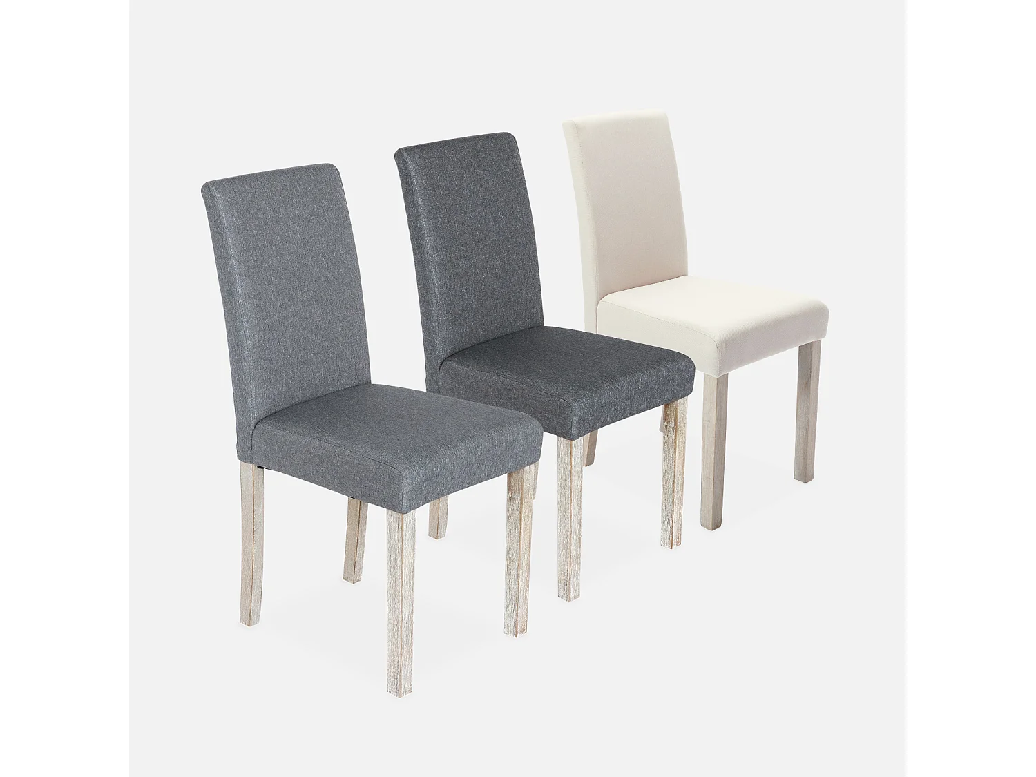 Silla de tela con patas de madera, set de 4 gris oscuro