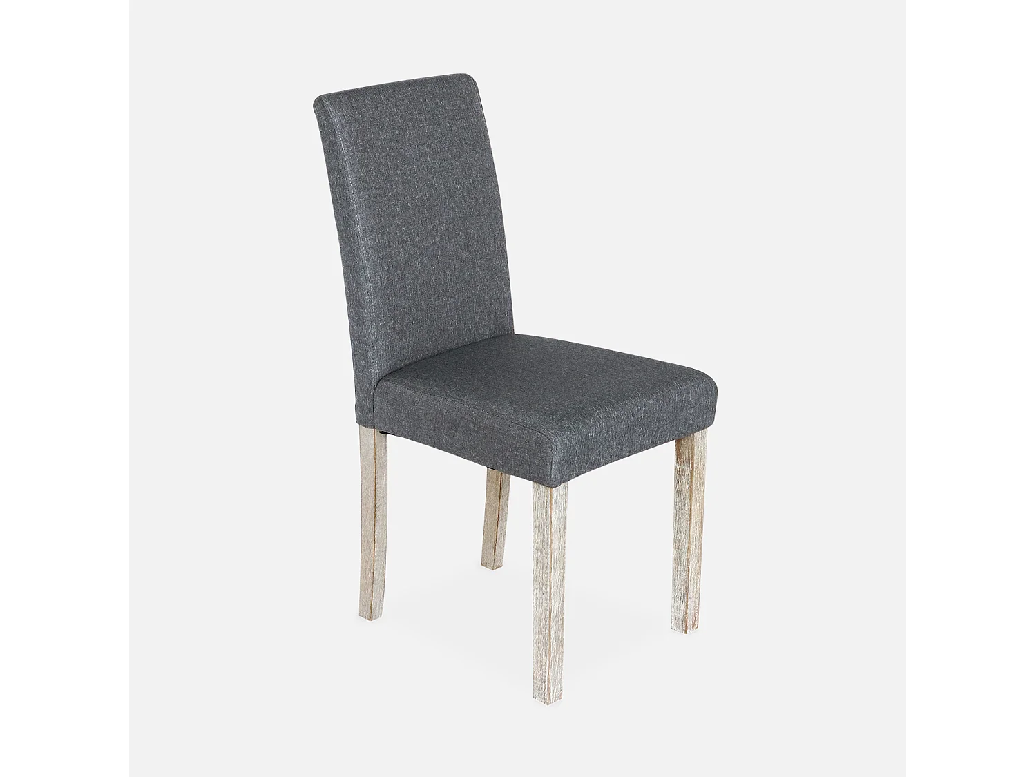 Lot de 4 chaises - Rita - chaises en tissu. pieds en bois cérusé. gris foncés