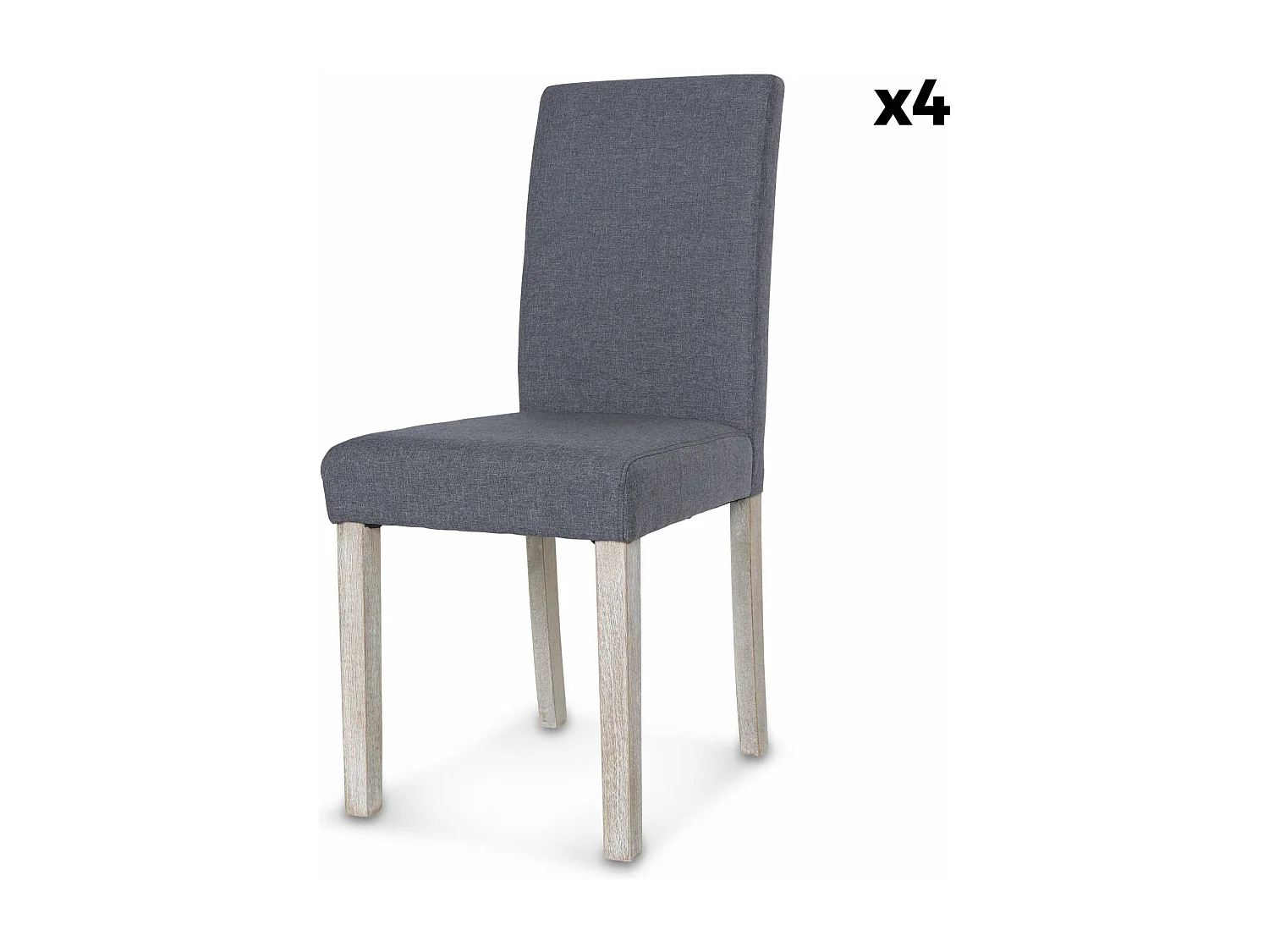 Lot de 4 chaises - Rita - chaises en tissu. pieds en bois cérusé. gris foncés