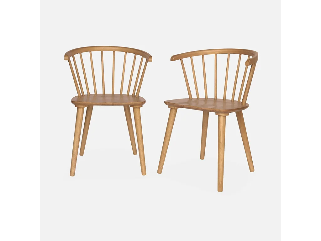 Lot de 2 chaises naturelles à barreaux en bois et contreplaqué. Paula. L 51 x P 53 x H 75cm