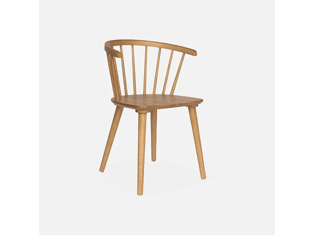 Lot de 2 chaises naturelles à barreaux en bois et contreplaqué. Paula. L 51 x P 53 x H 75cm