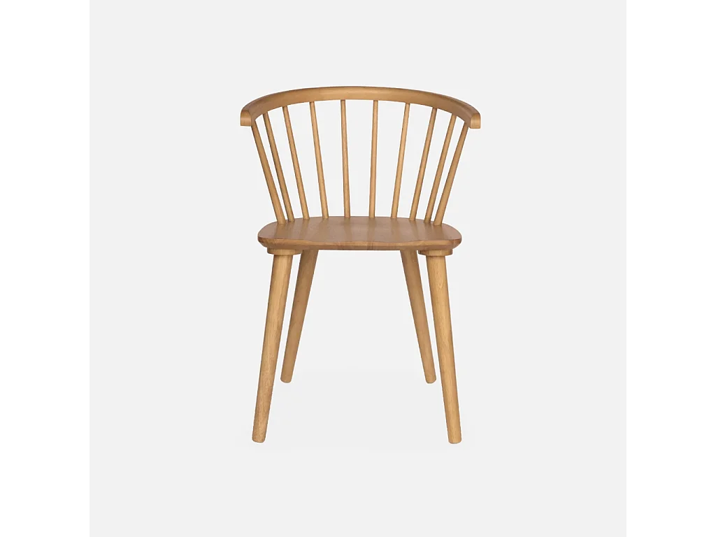 Lot de 2 chaises naturelles à barreaux en bois et contreplaqué. Paula. L 51 x P 53 x H 75cm