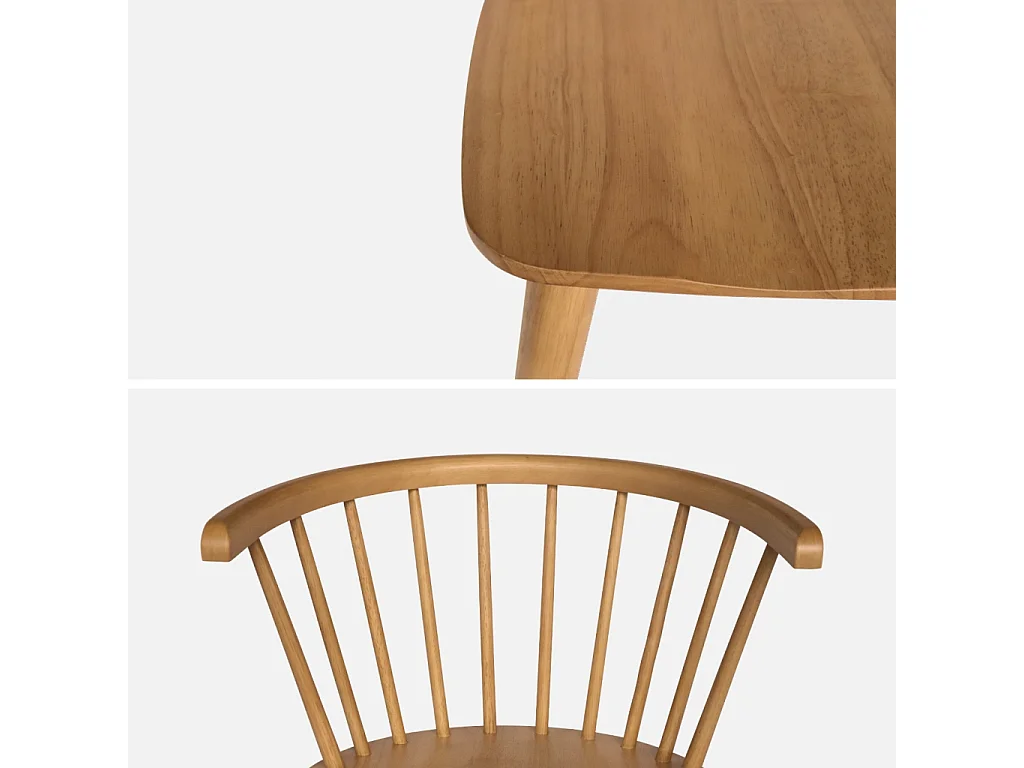 Lot de 2 chaises naturelles à barreaux en bois et contreplaqué. Paula. L 51 x P 53 x H 75cm