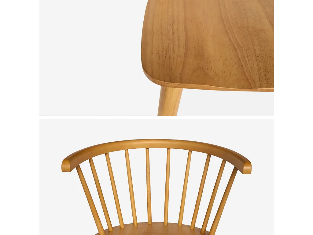 Silla de bar de madera, set de 2 natural