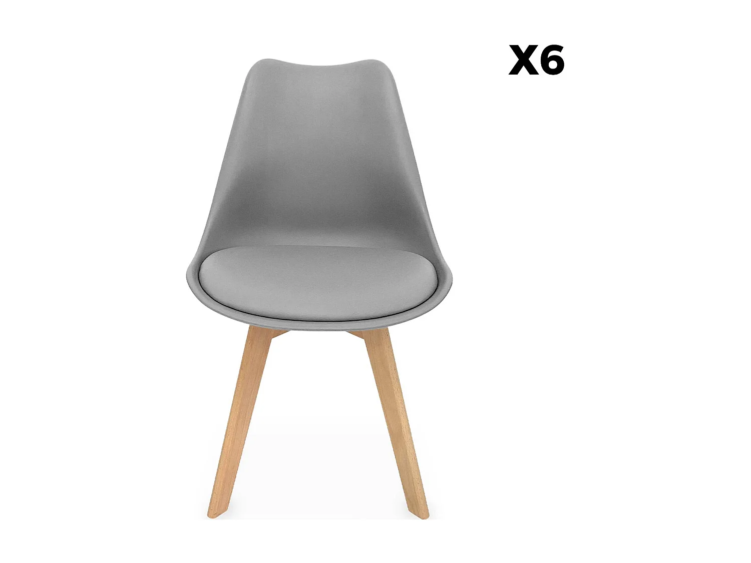 Set 6 sedie scandinave imbottite, gambe in legno per sala da pranzo,