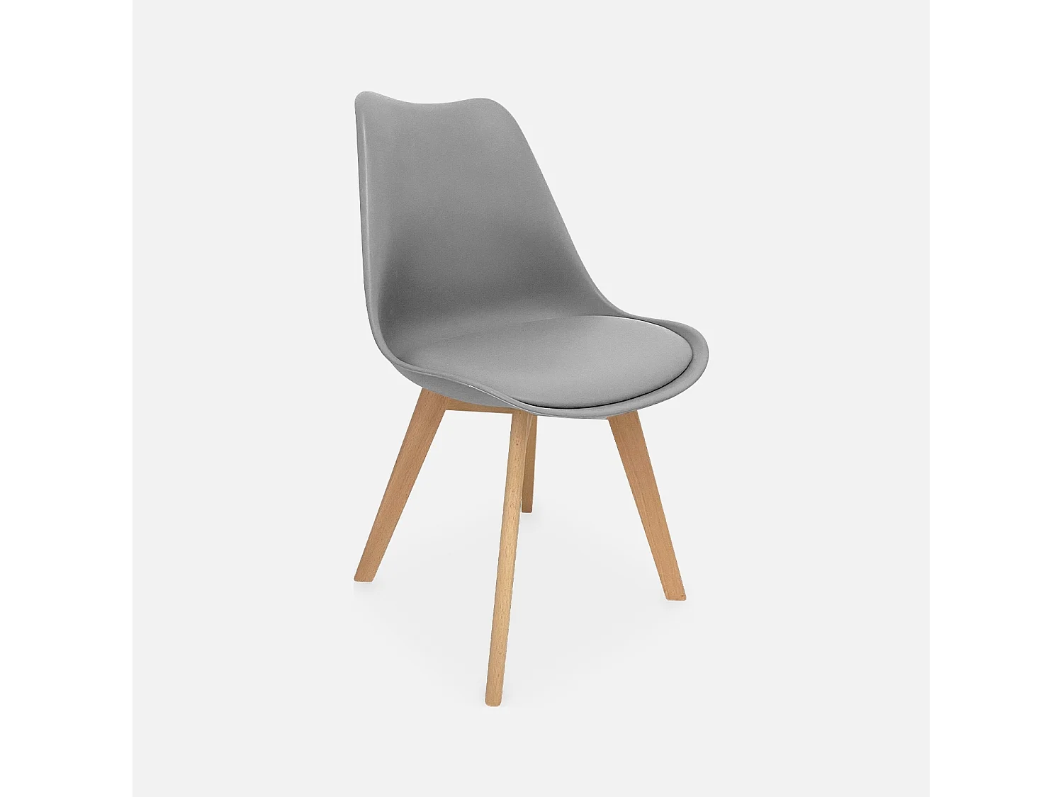 Set 6 sedie scandinave imbottite, gambe in legno per sala da pranzo,