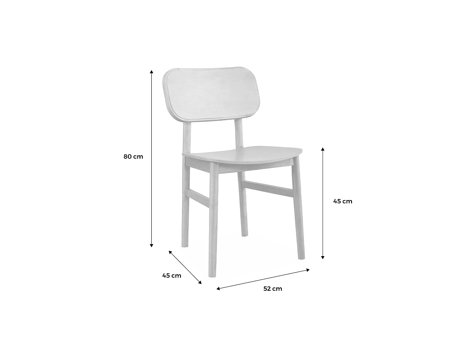 Silla de madera de hevea, set de 2, Natural