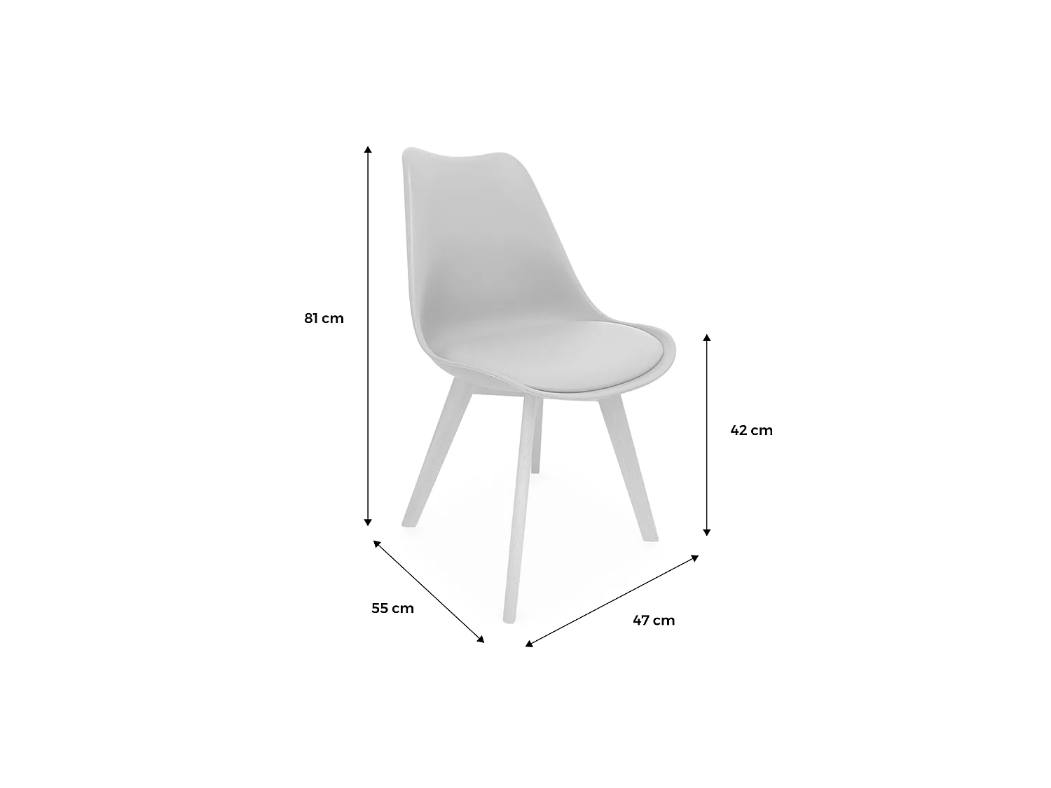 Lot de 6 chaises scandinaves. pieds bois de hêtre. chaises 1 place. blancs