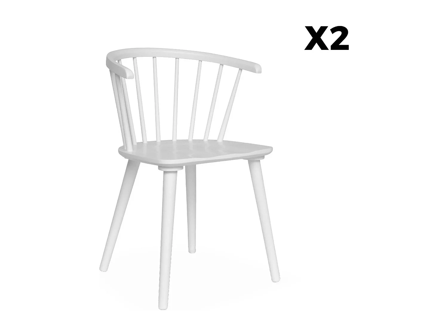 Silla de bar de madera y contrachapado, set de 2 blanco