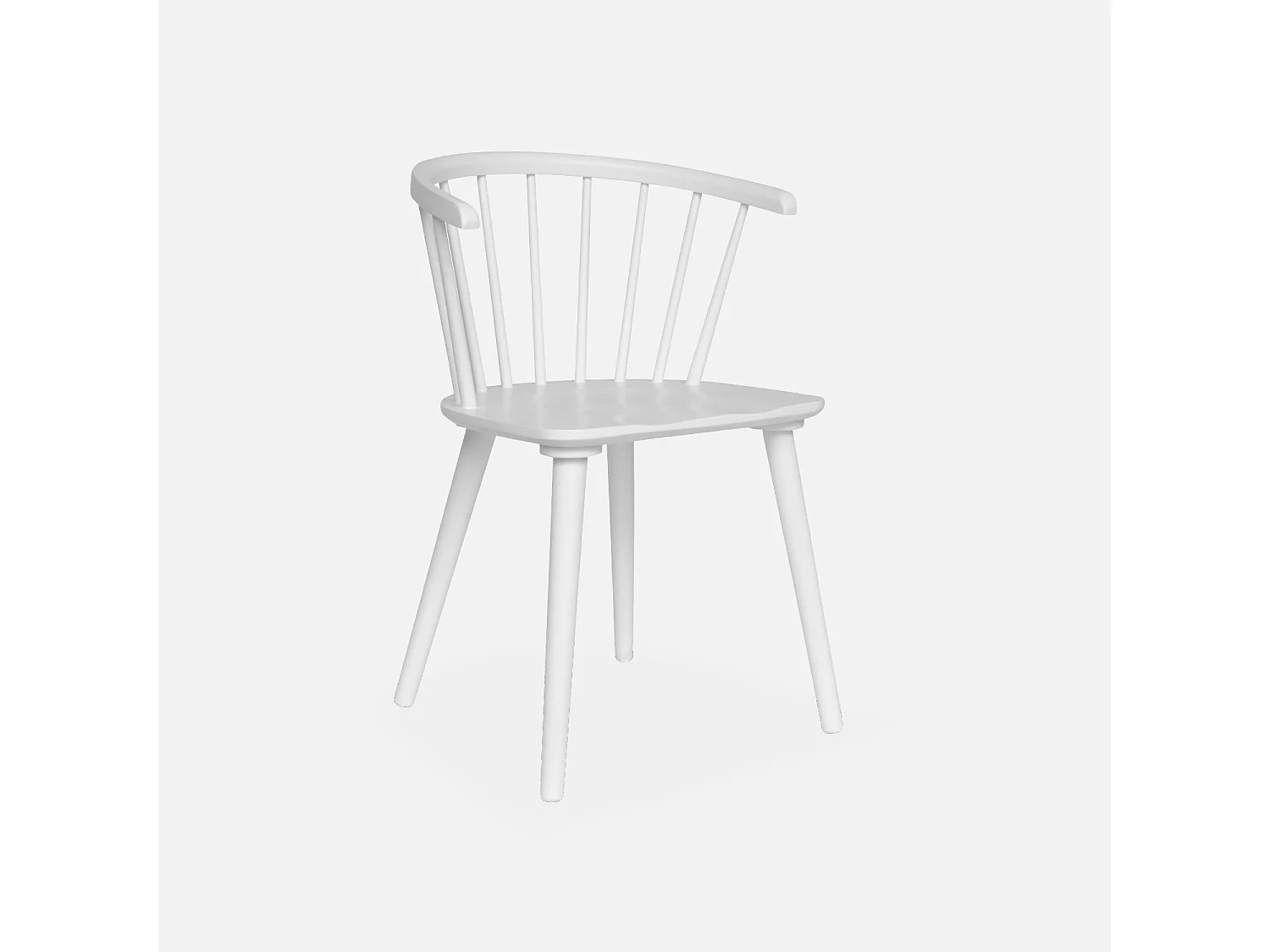 Lot de 2 chaises blanches à barreaux en bois et contreplaqué. Paula. L 51 x P 53 x H 75cm