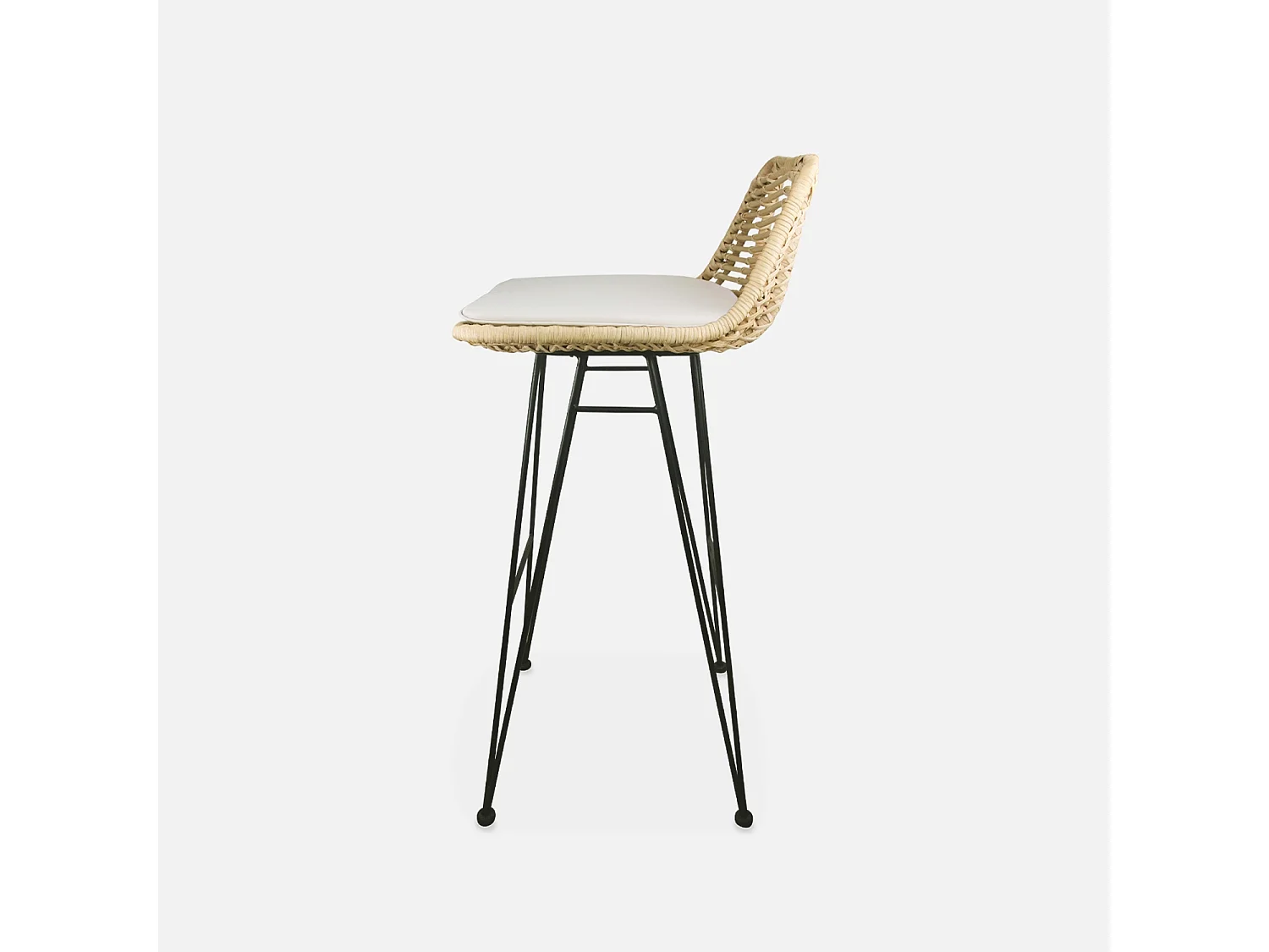 Set di 2 sgabelli da bar in metallo e rattan, 67cm, marrone naturale