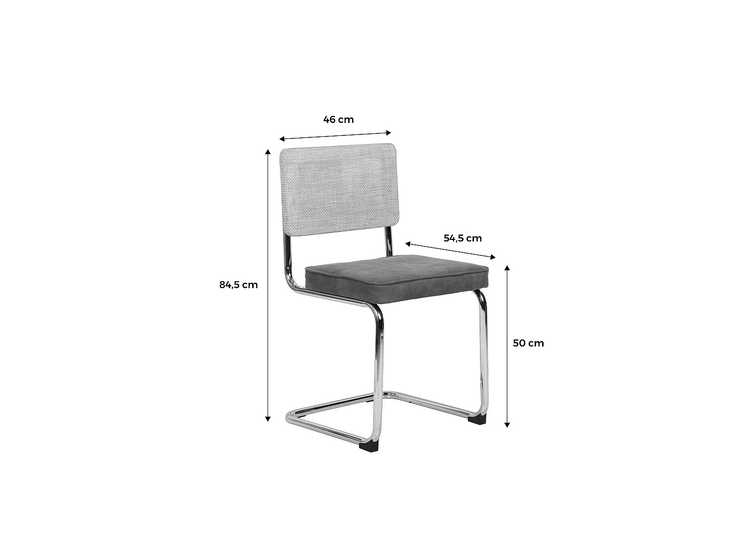 2 chaises cantilever - Maja - tissu marron clair et résine effet rotin. 46 x 54.5 x 84.5cm