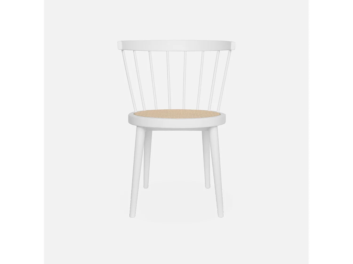 Set di 2 sedie in legno e rattan intrecciato, stile vimini, bianco