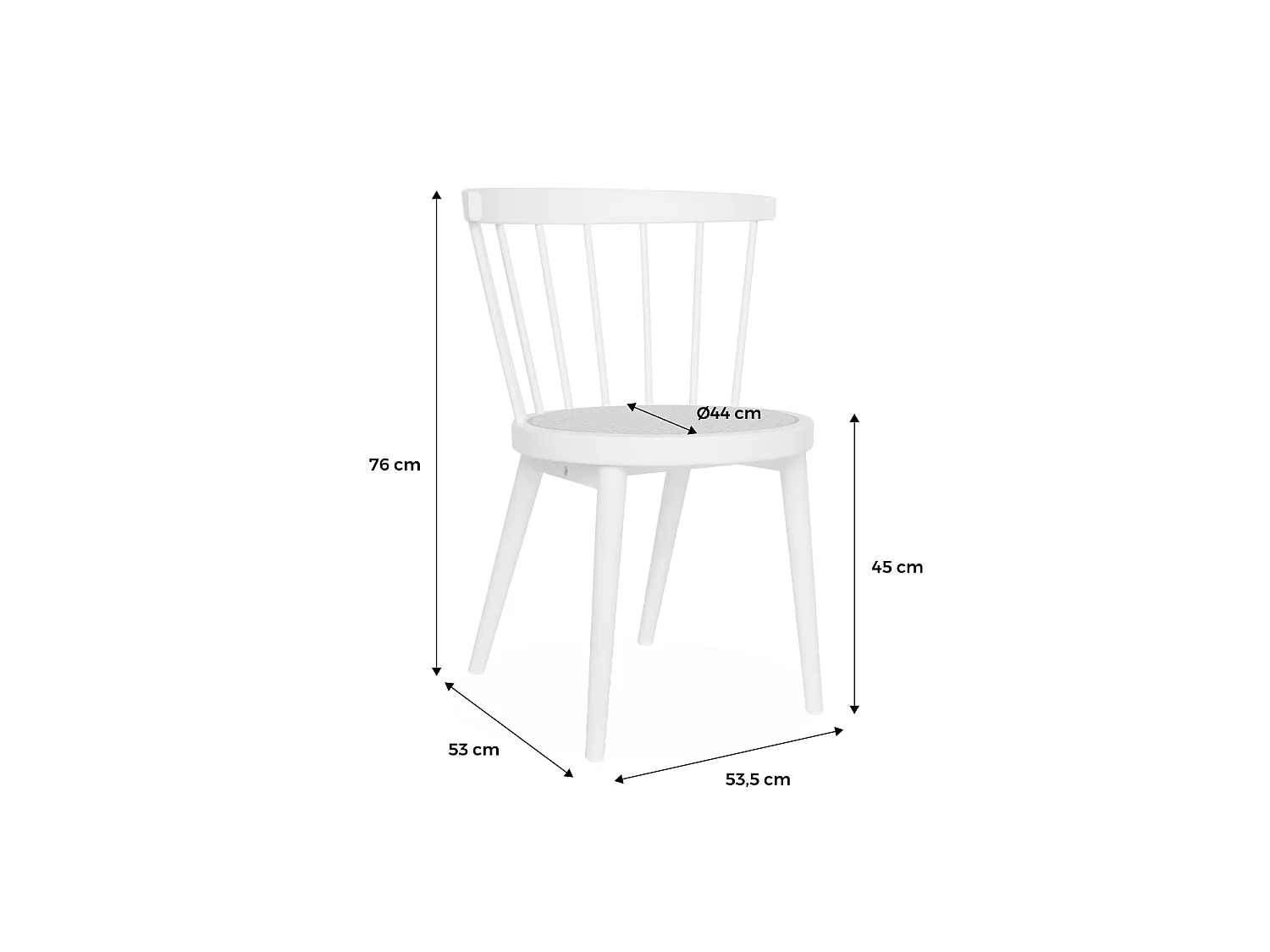 Set 2 sedie in legno e rattan intrecciato Bianco - 54x54x76.5 cm