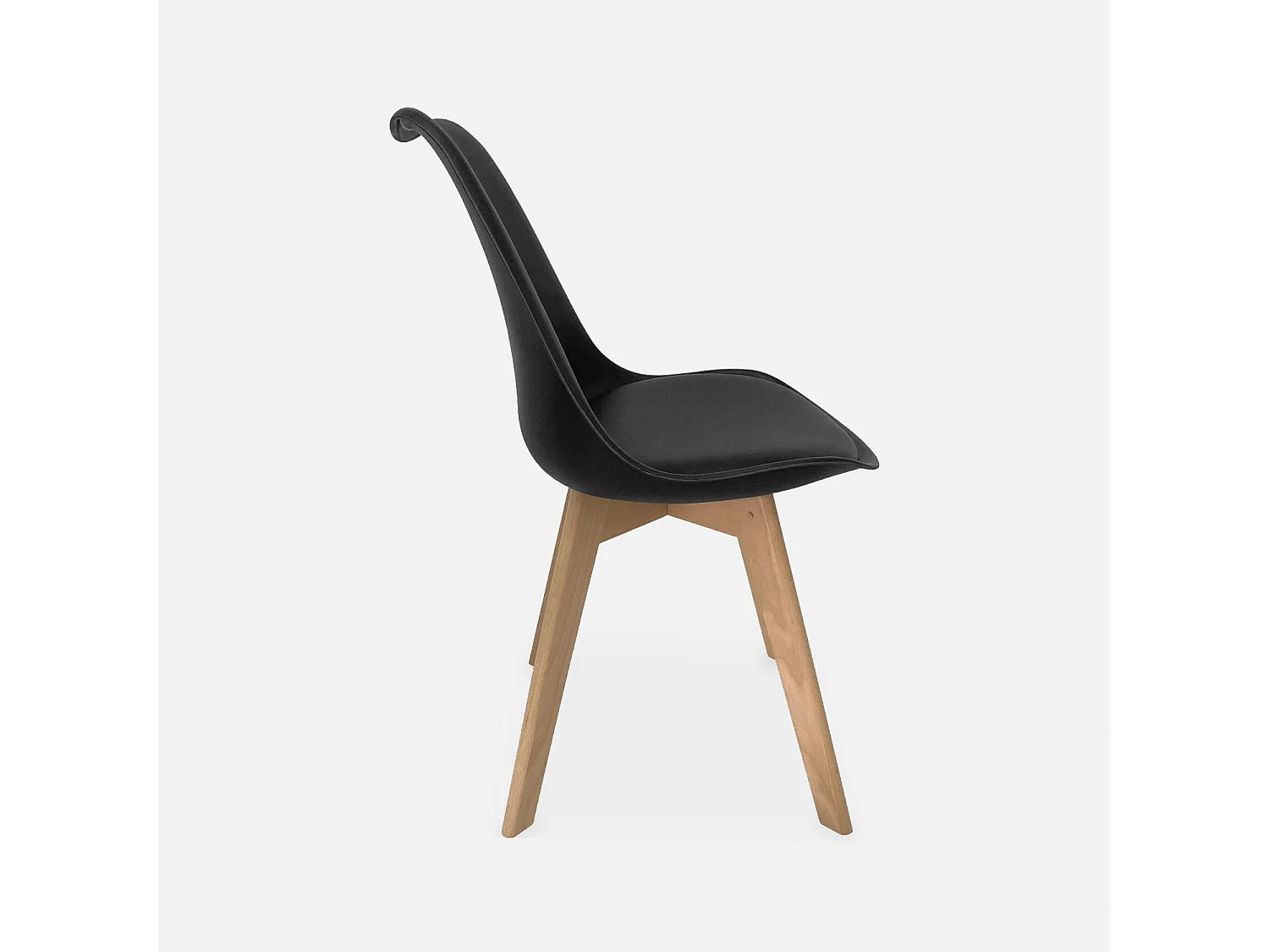 Lot de 4 chaises scandinaves. pieds bois de hêtre. chaise 1 place. noirs