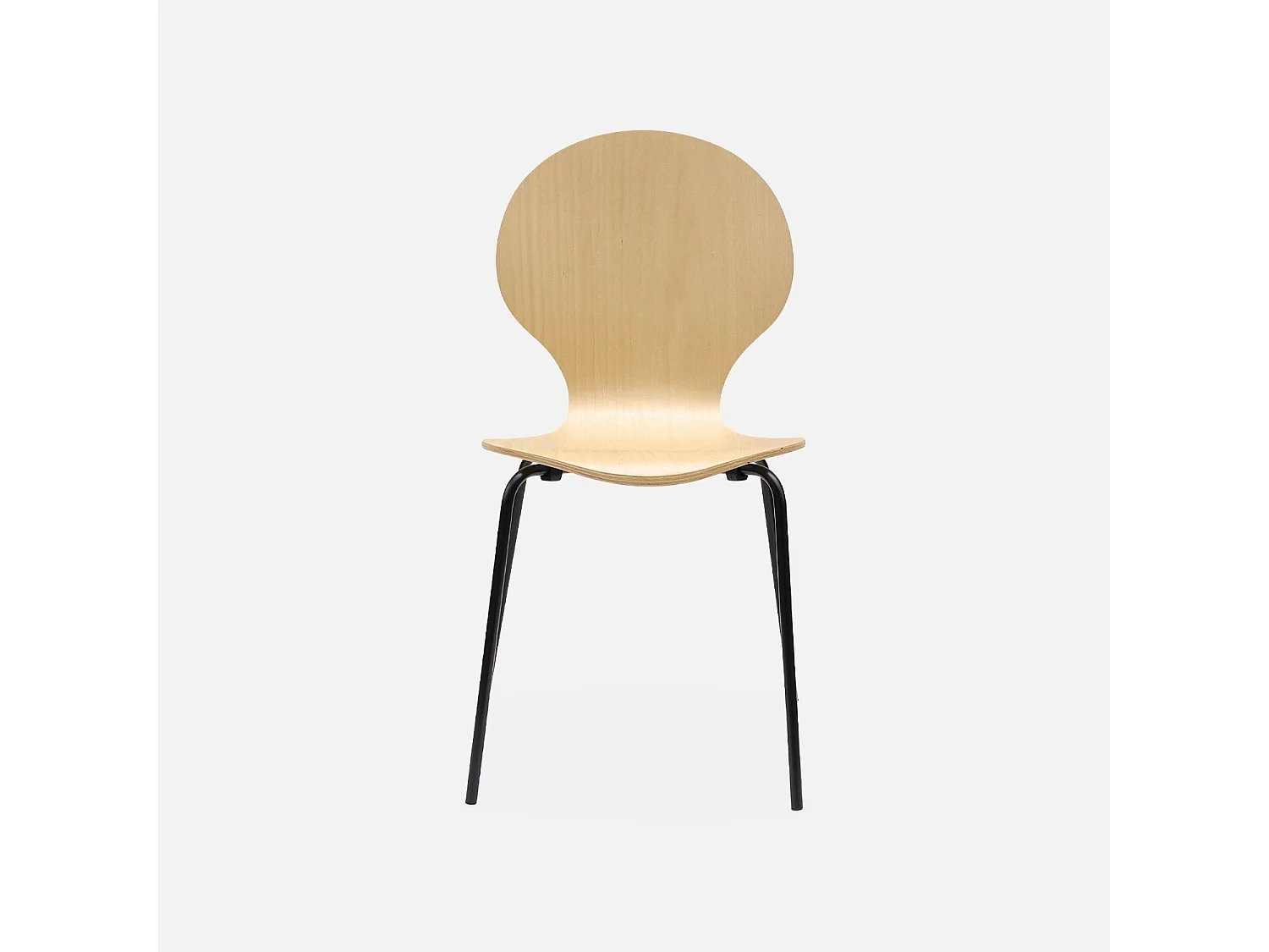 Sillas apilables retro, madera y contrachapado, set de 4 natural