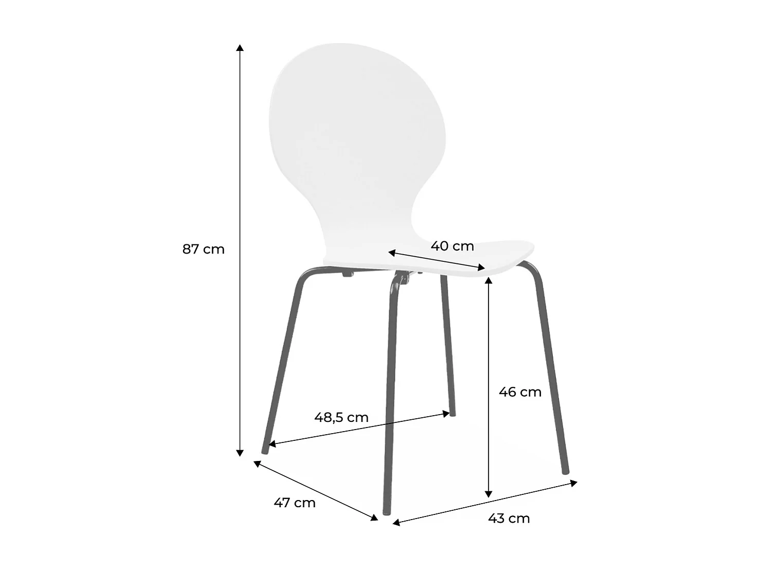 Set di 4 sedie da pranzo in legno con gambe in acciaio, stile retrò,