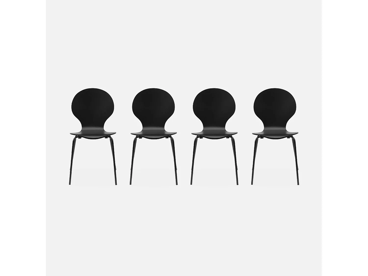 Set di 4 sedie da pranzo in legno con gambe in acciaio, stile retrò,