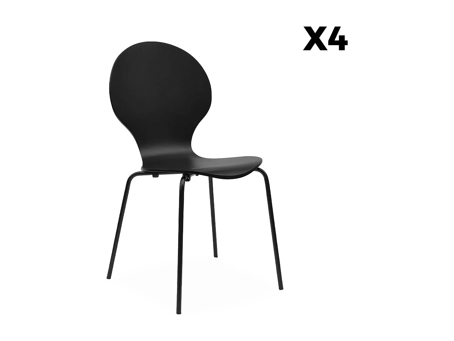 Set di 4 sedie da pranzo in legno con gambe in acciaio, stile retrò,