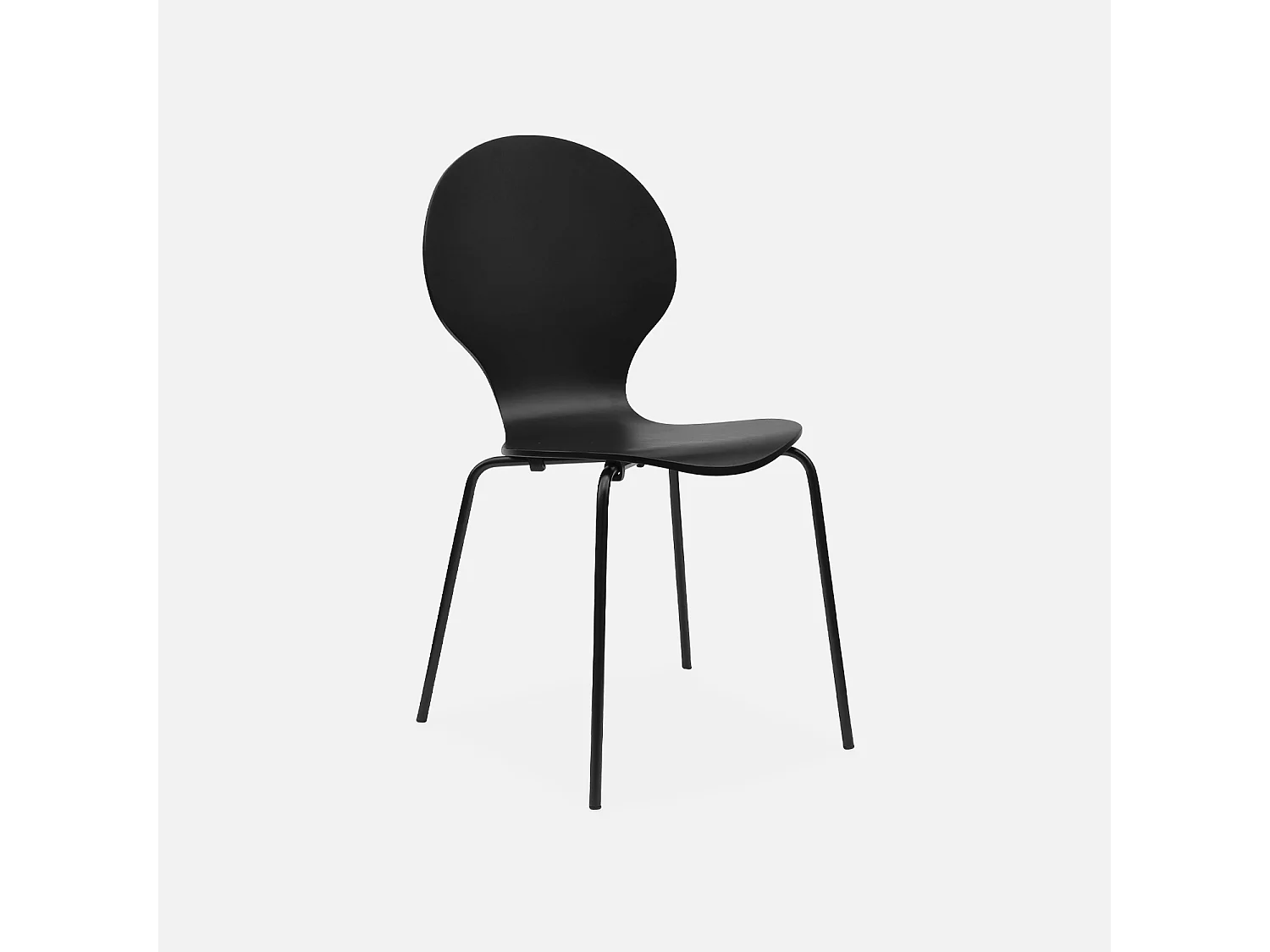 Sillas apilables retro, madera y contrachapado, set de 4 negro