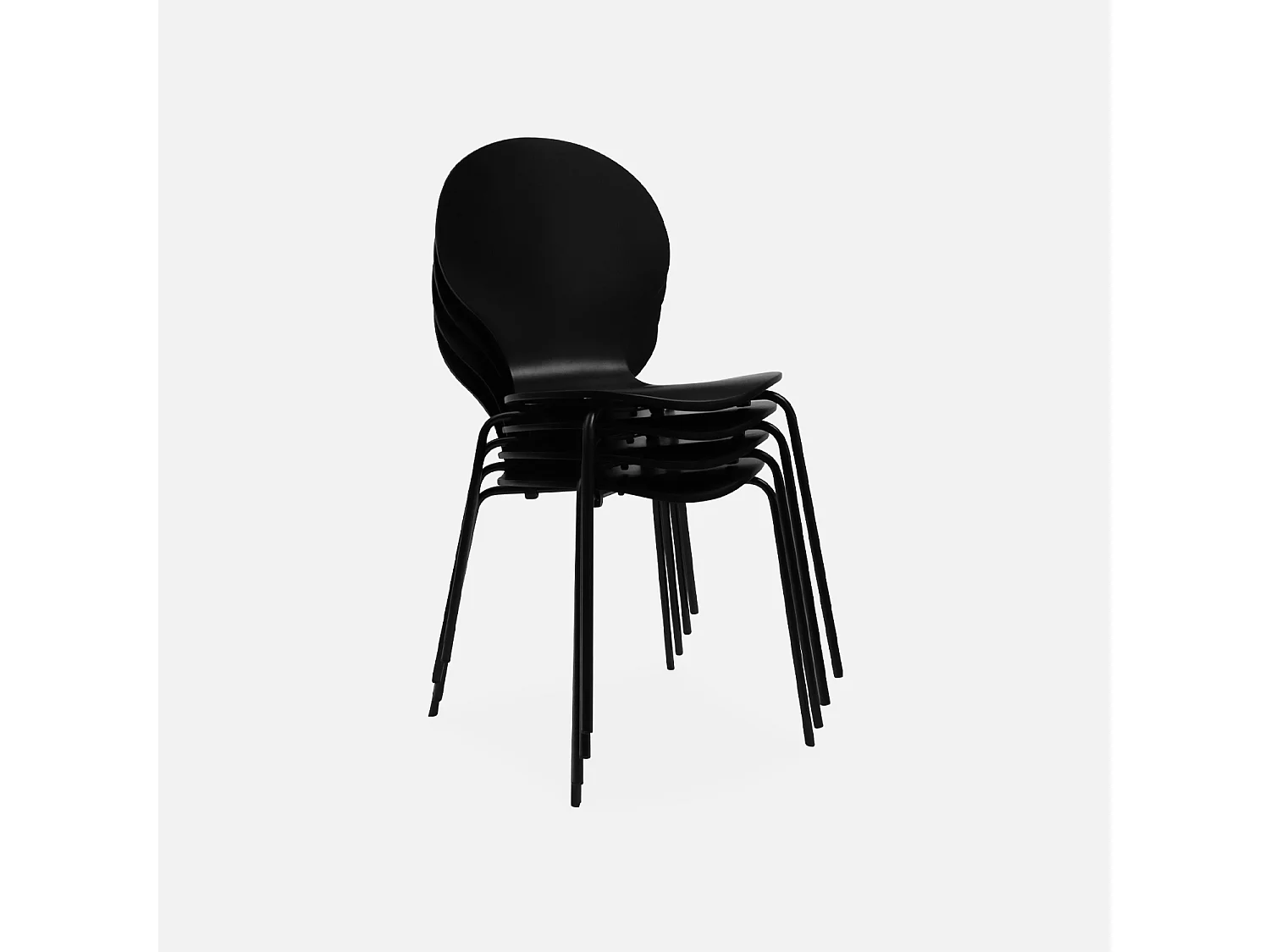 Sillas apilables retro, madera y contrachapado, set de 4 negro