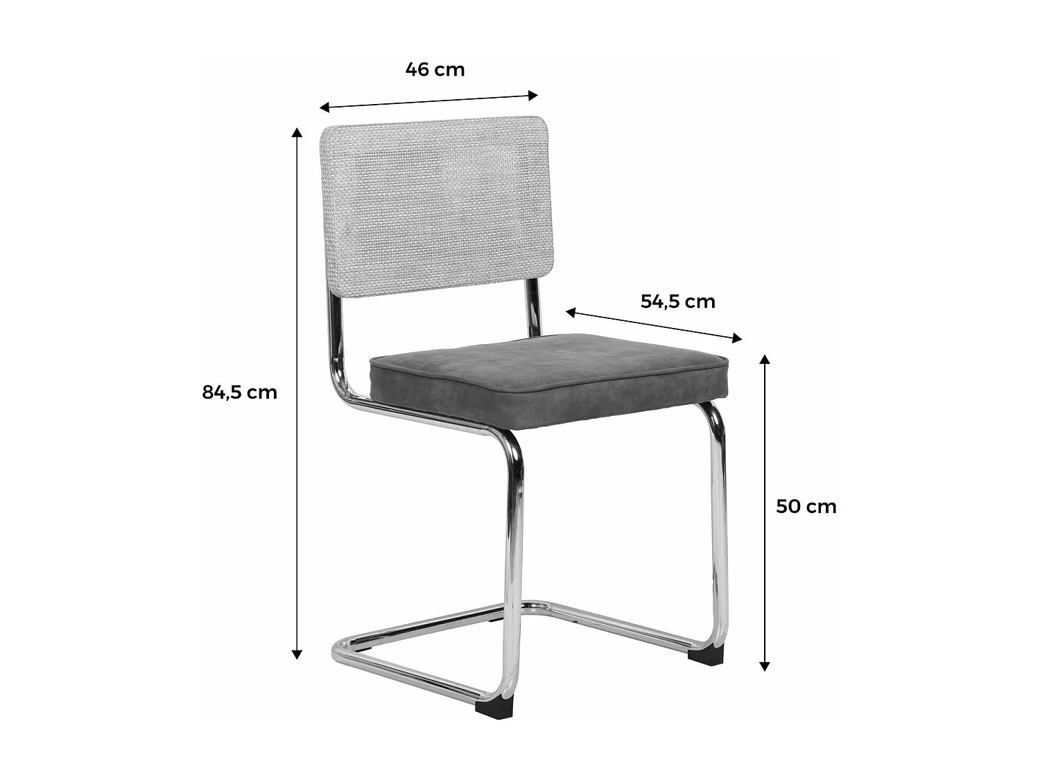 2 chaises cantilever - Maja - tissu kaki et résine effet rotin. 46 x 54.5 x 84.5cm