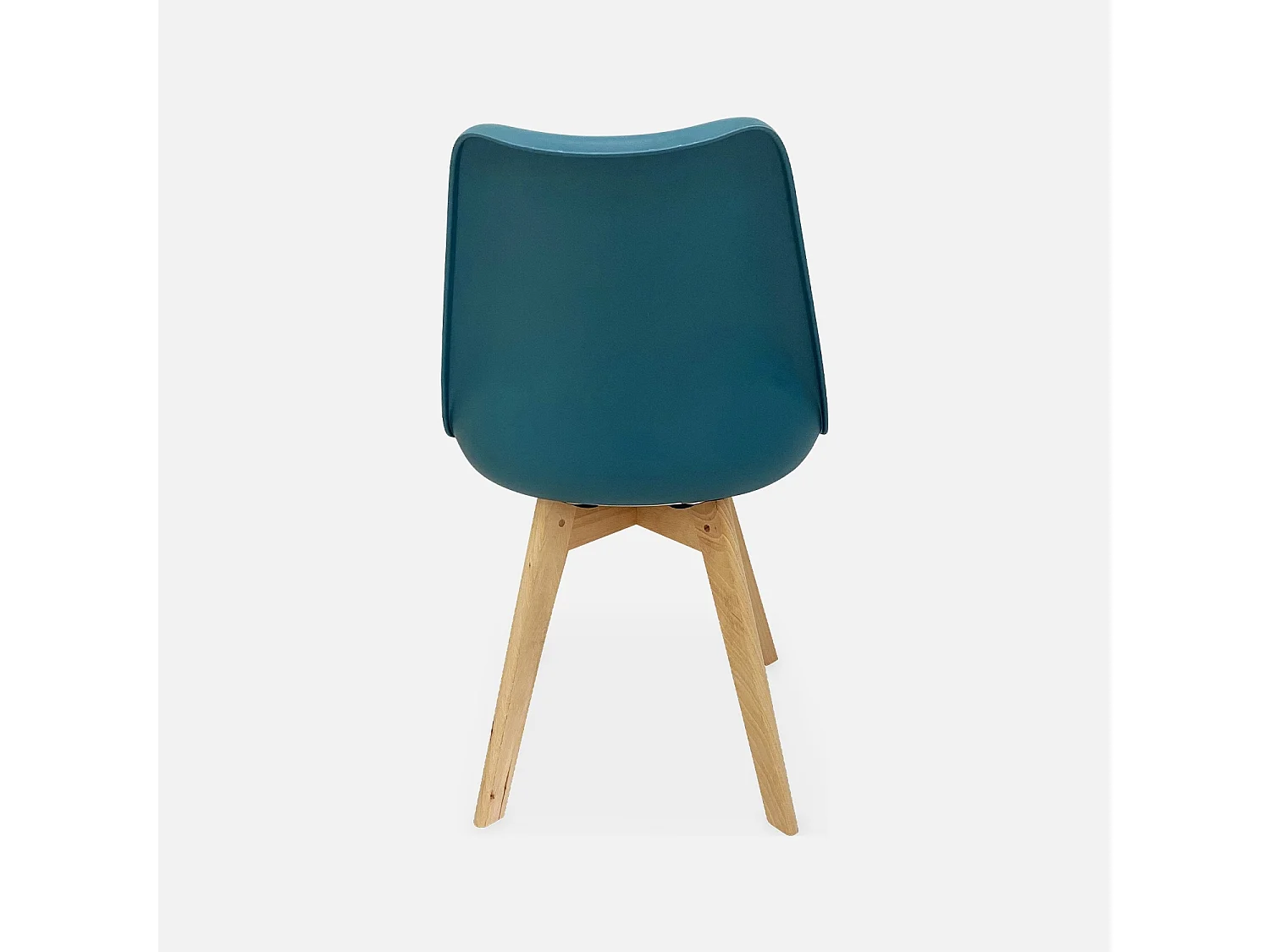 Lot de 4 chaises scandinaves. pieds bois de hêtre. chaises 1 place. bleu canard