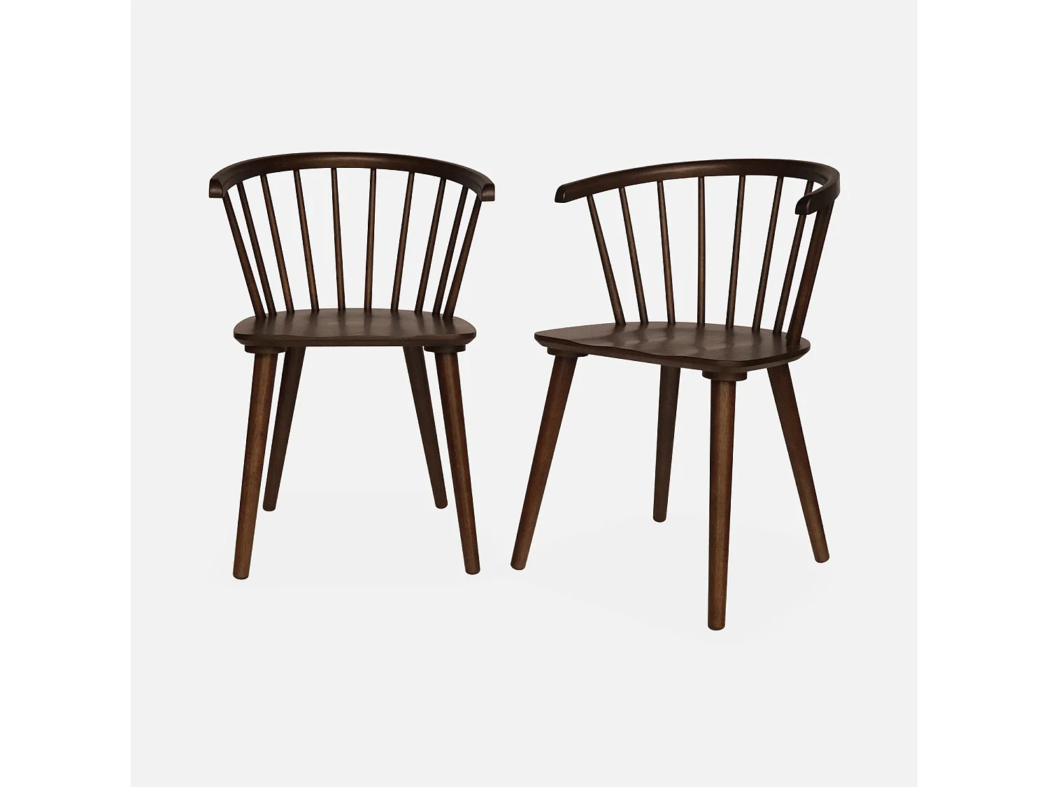 Silla de bar de madera y contrachapado, set de 2 madera oscura