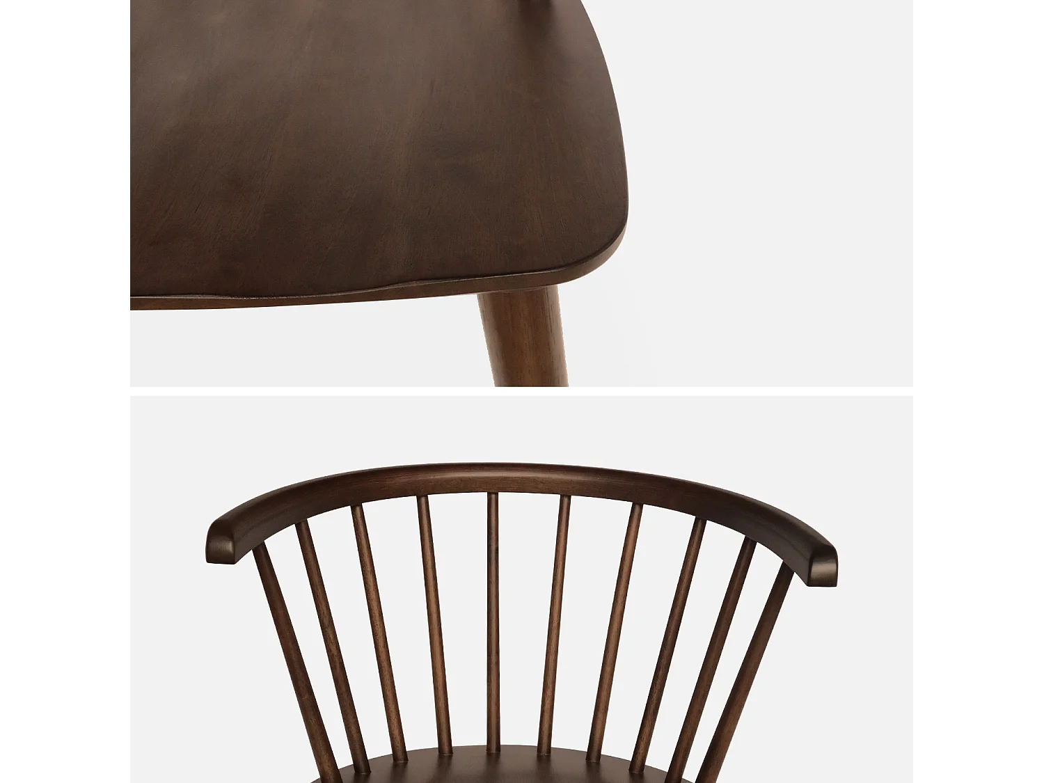 Silla de bar de madera y contrachapado, set de 2 madera oscura