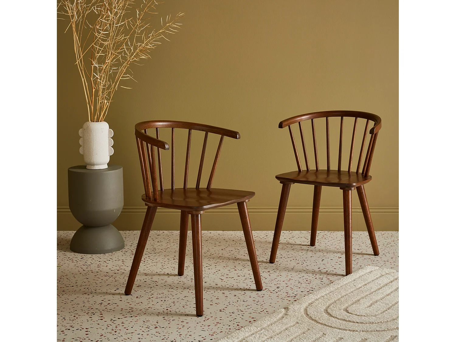 Silla de bar de madera y contrachapado, set de 2 madera oscura