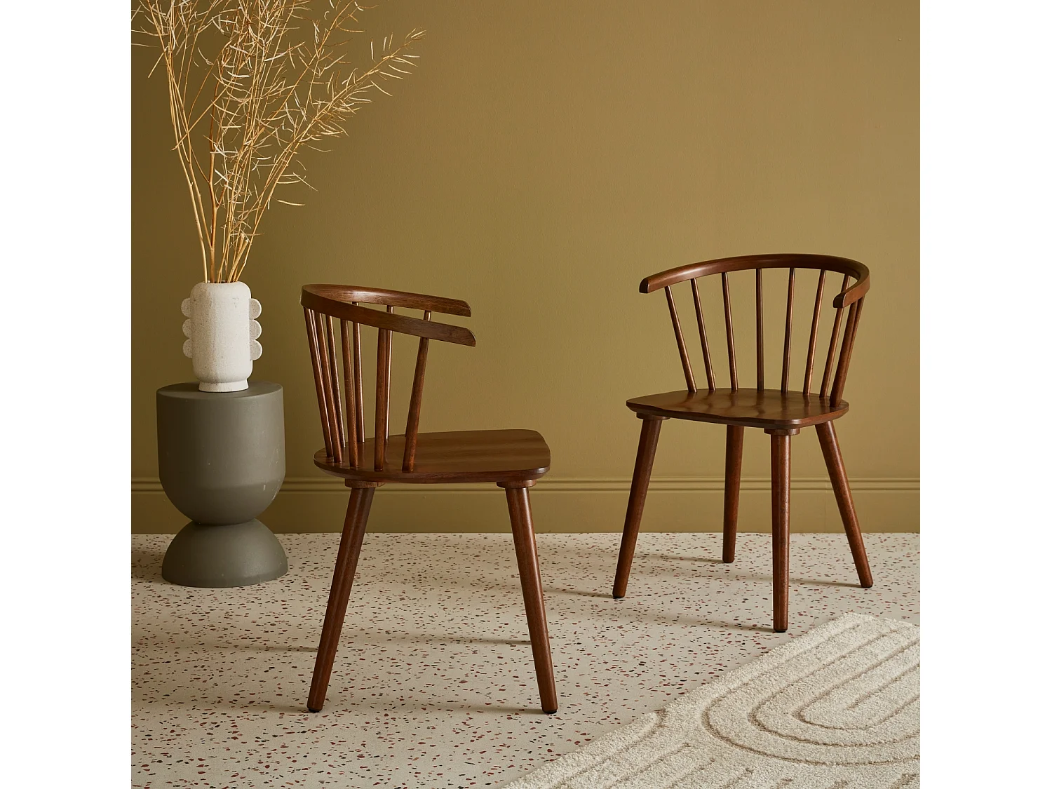 Silla de bar de madera y contrachapado, set de 2 madera oscura