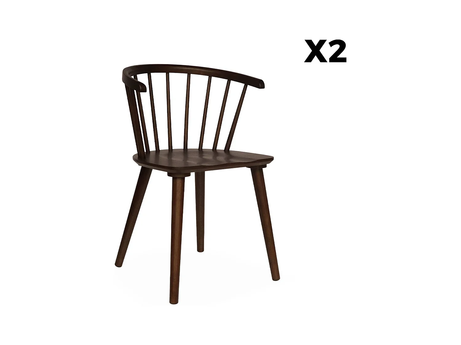 Silla de bar de madera y contrachapado, set de 2 madera oscura
