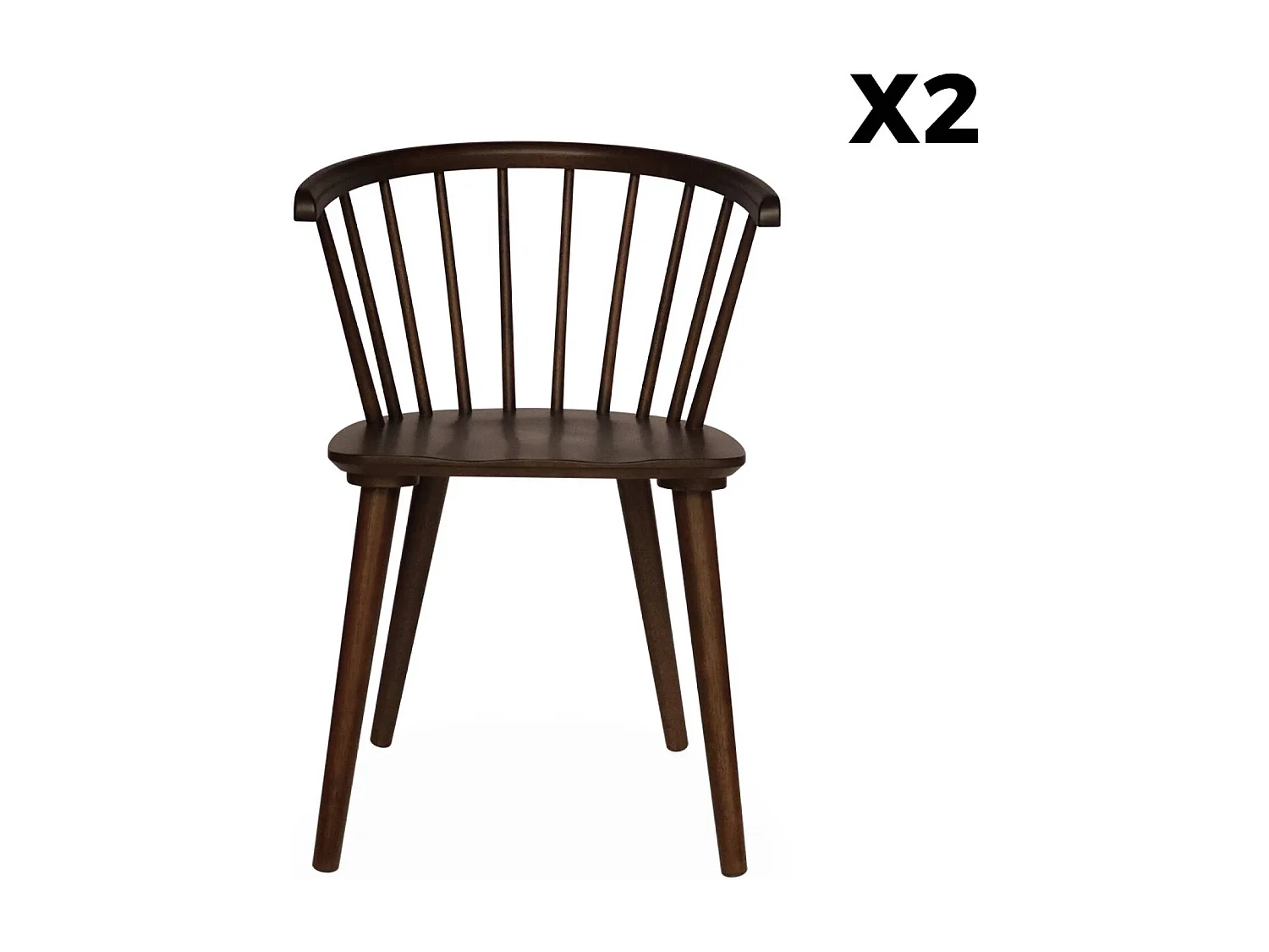 Silla de bar de madera y contrachapado, set de 2 madera oscura