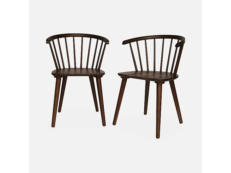 Silla de bar de madera y contrachapado, set de 2 madera oscura