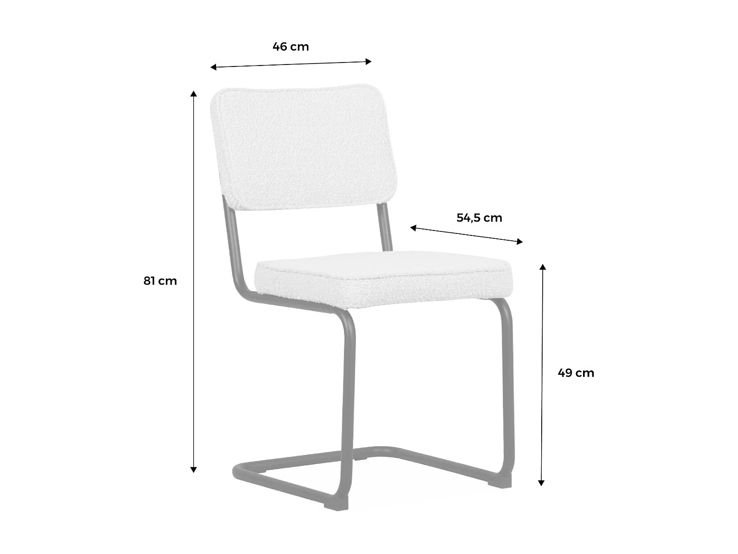 Silla cantilever de borreguito texturizado, set de 2 ocre
