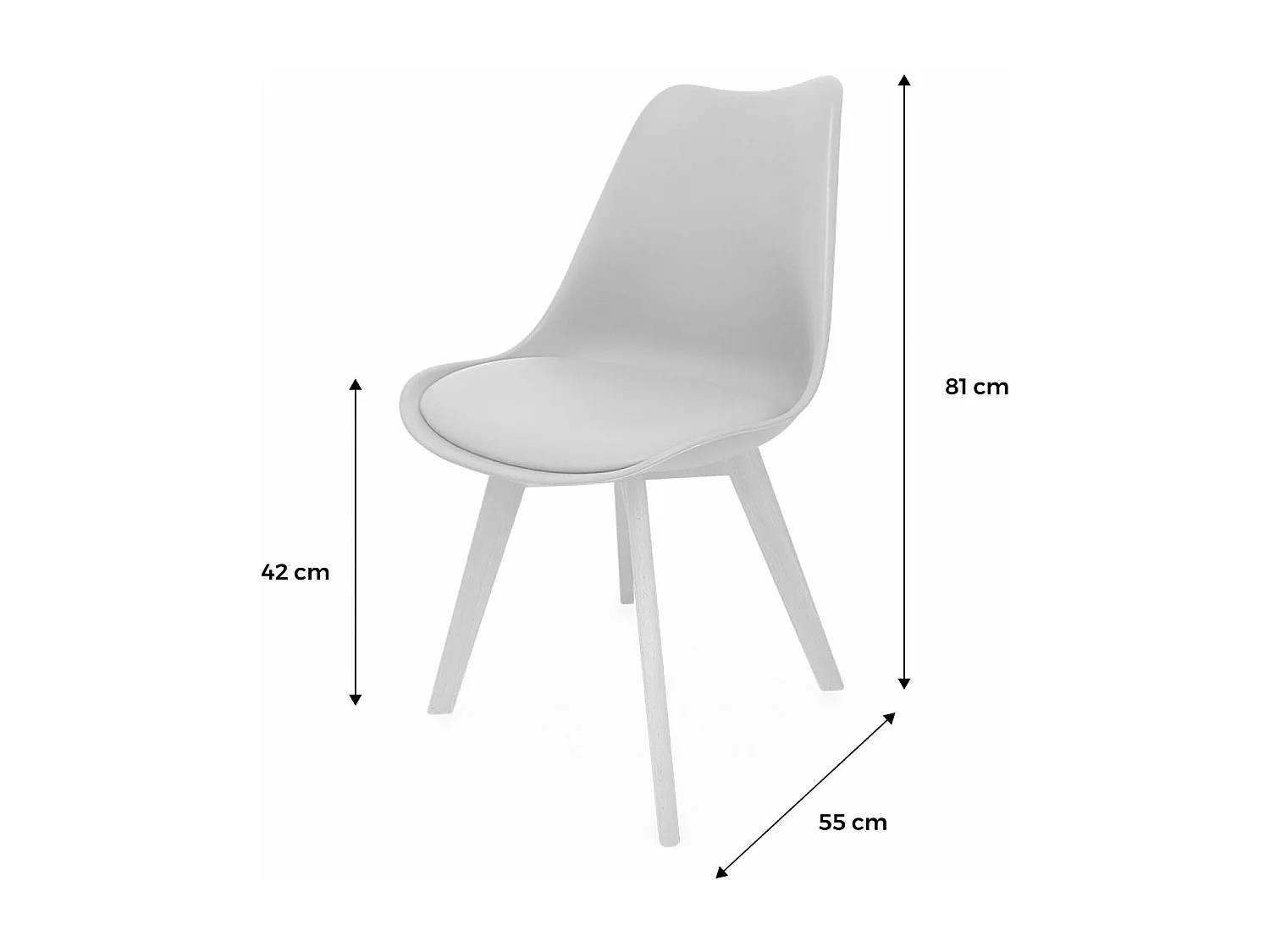 Lot de 4 chaises scandinaves. pieds bois de hêtre. chaises 1 place. gris